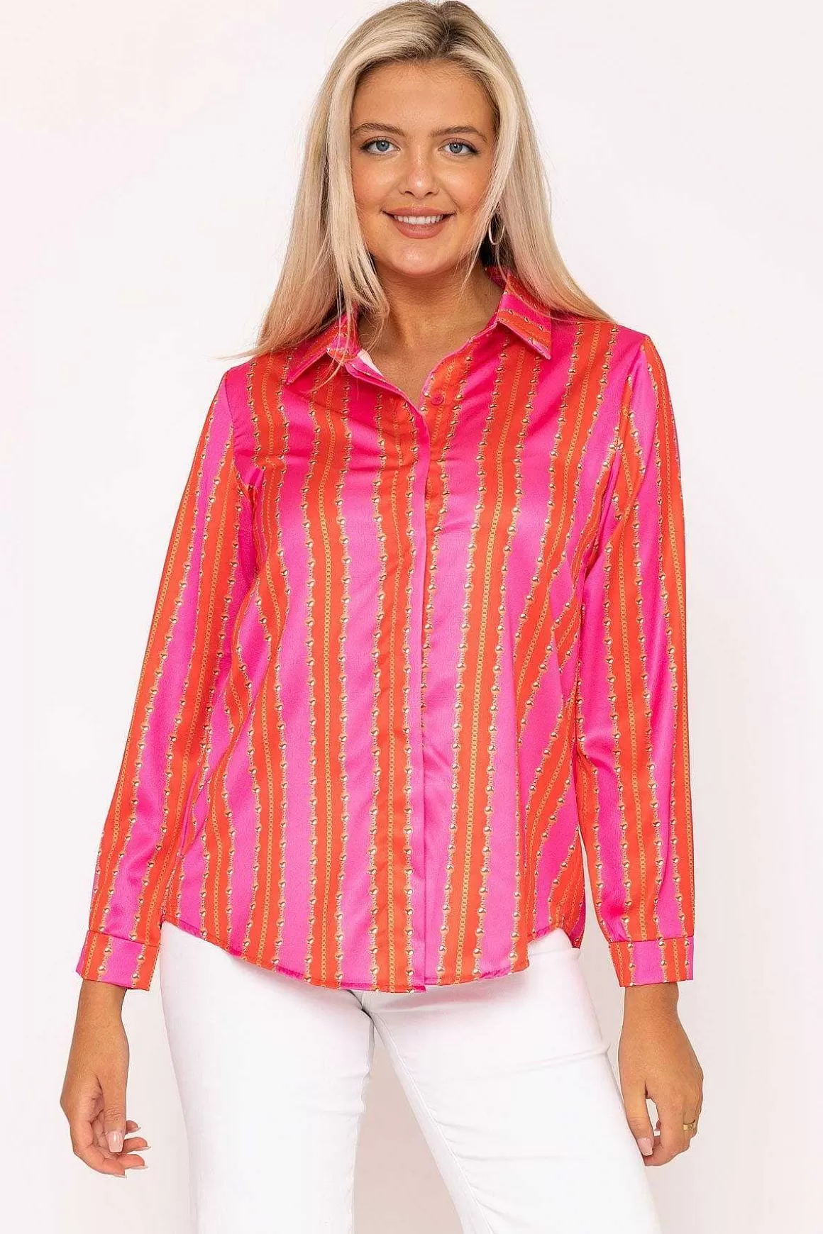 Pala D'oro Printed Sateen Shirt In Pink Print Cheap