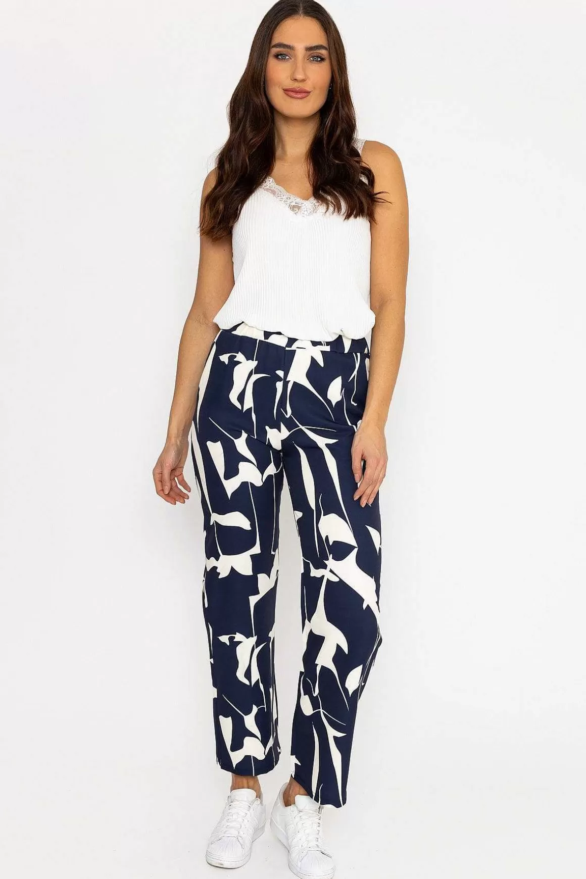 Pala D'oro Printed Scuba Trouser In Navy Online