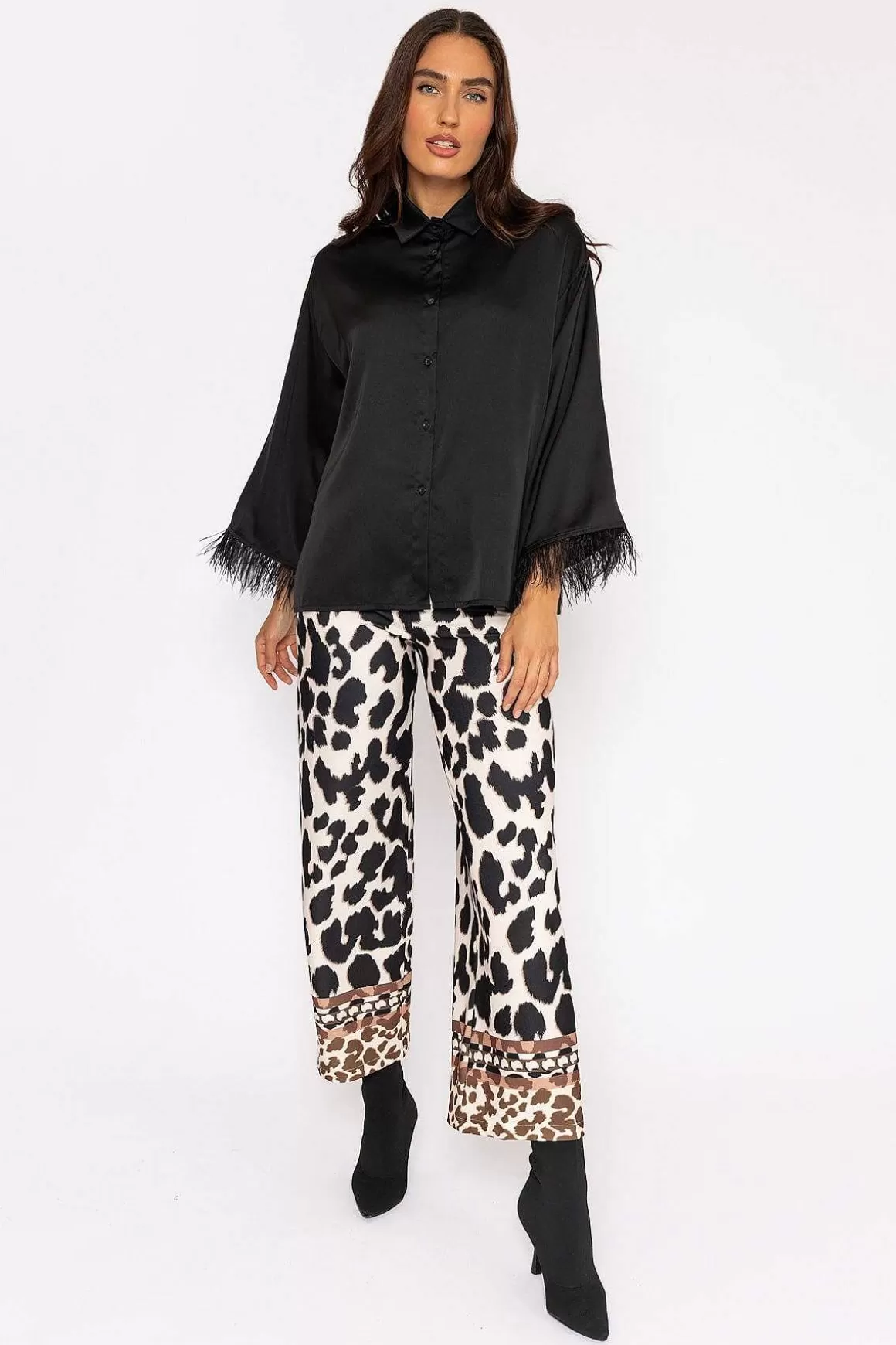 Pala D'oro Printed Trousers In Black Clearance