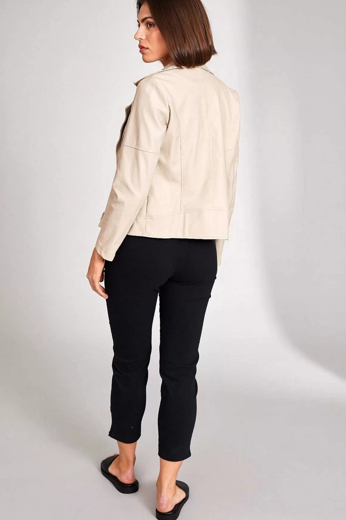 Peruzzi Pu Biker Jacket In Cream Online