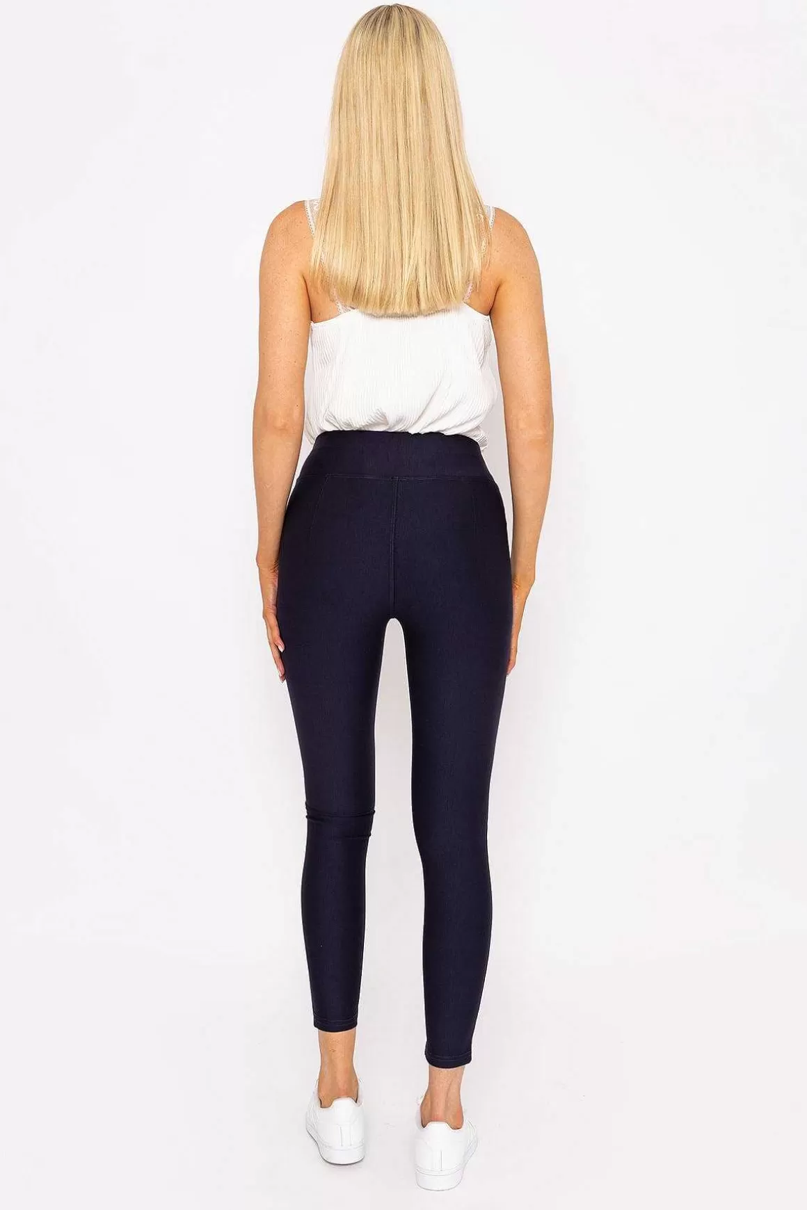 J'aime la Vie Pu Ponte Leggings In Navy Cheap