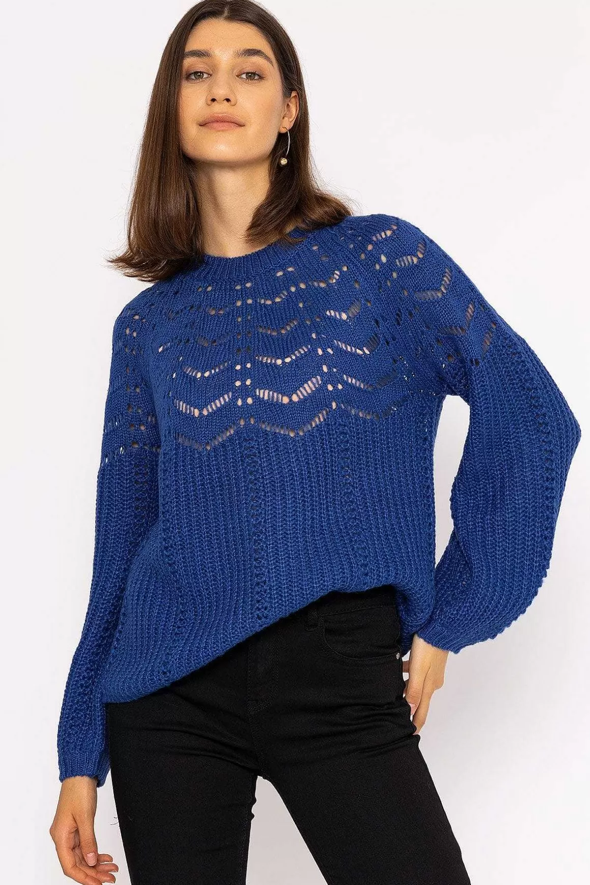 Rowen Avenue Puff Sleeve Knit In Cobalt Store