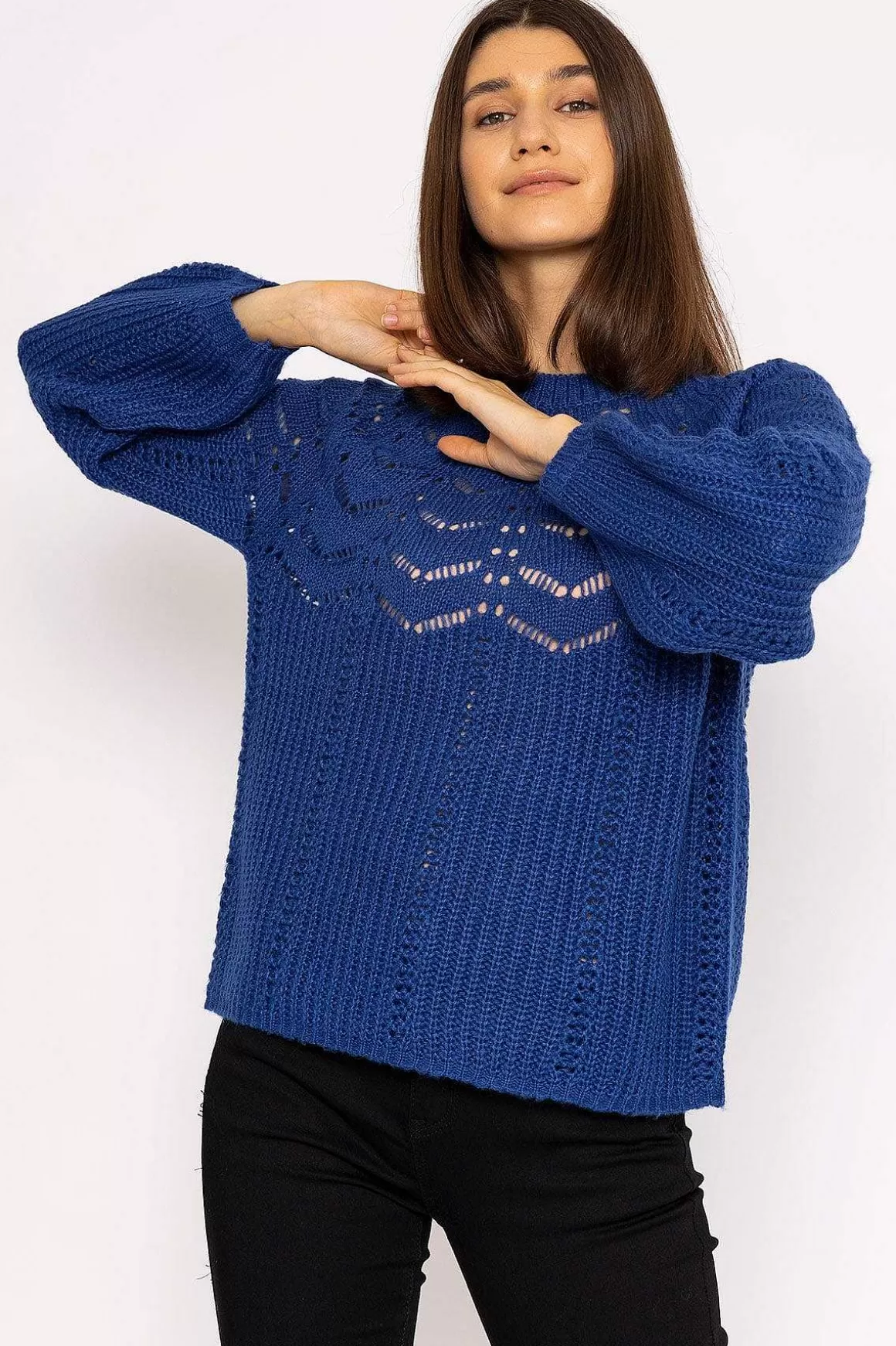 Rowen Avenue Puff Sleeve Knit In Cobalt Store