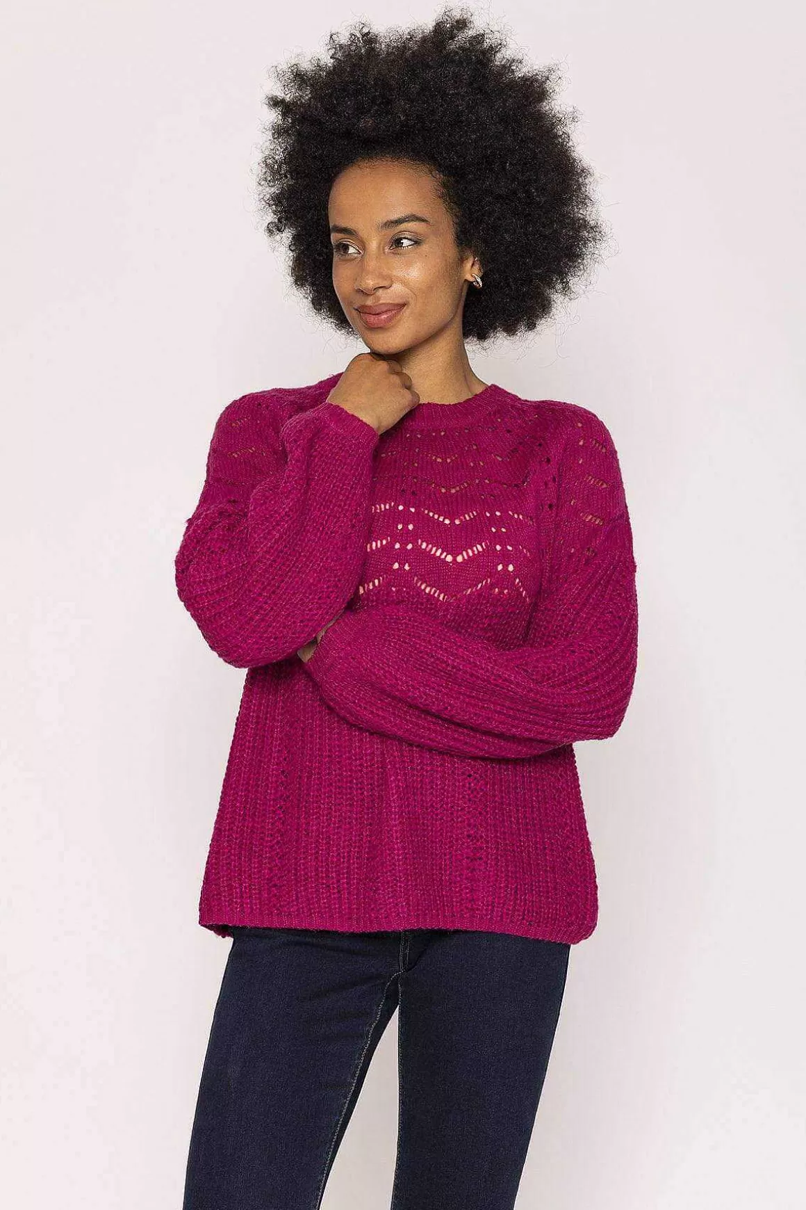 Rowen Avenue Puff Sleeve Knit In Fuschia Clearance