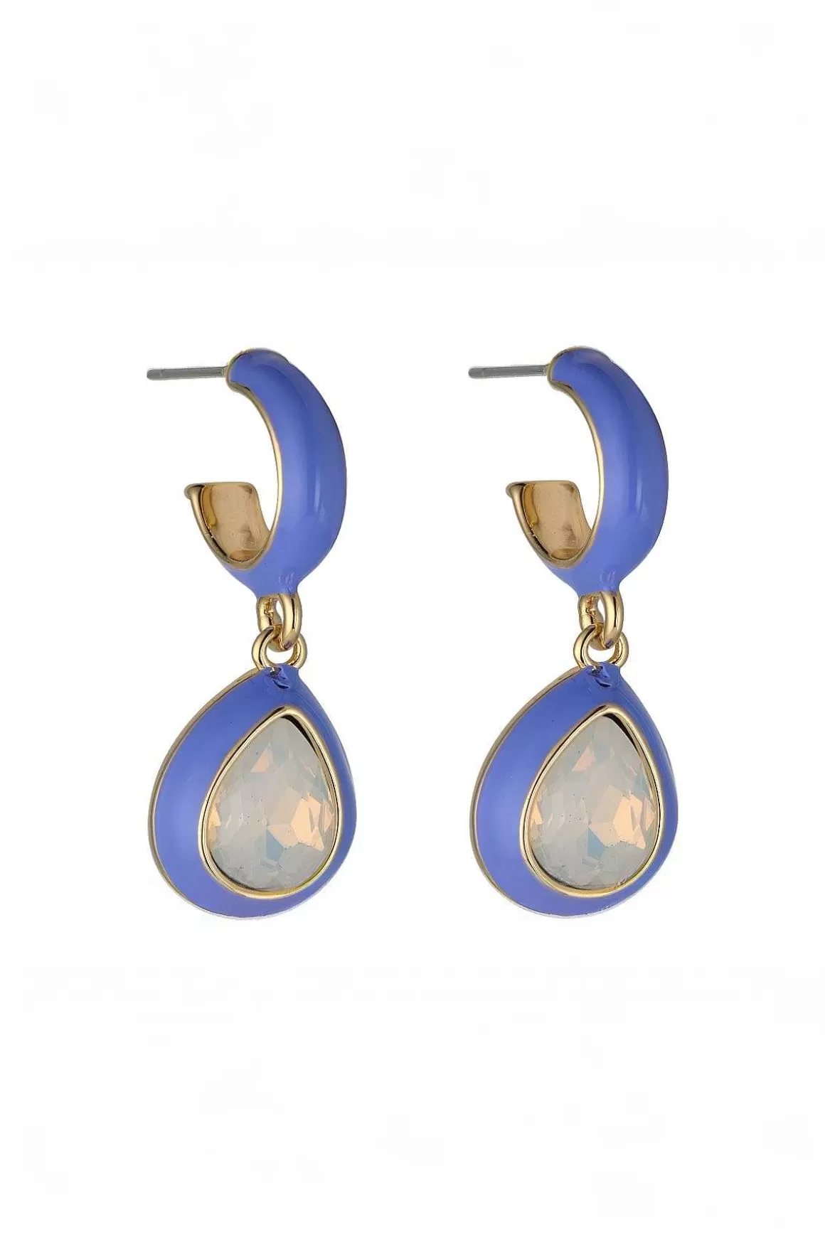 Knight & Day Purple Enamel And Opal Hoop Drop Earrings Hot