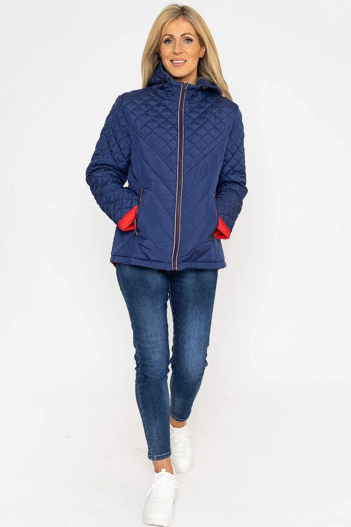 West Quay Quilted Jacket In Navy Shop