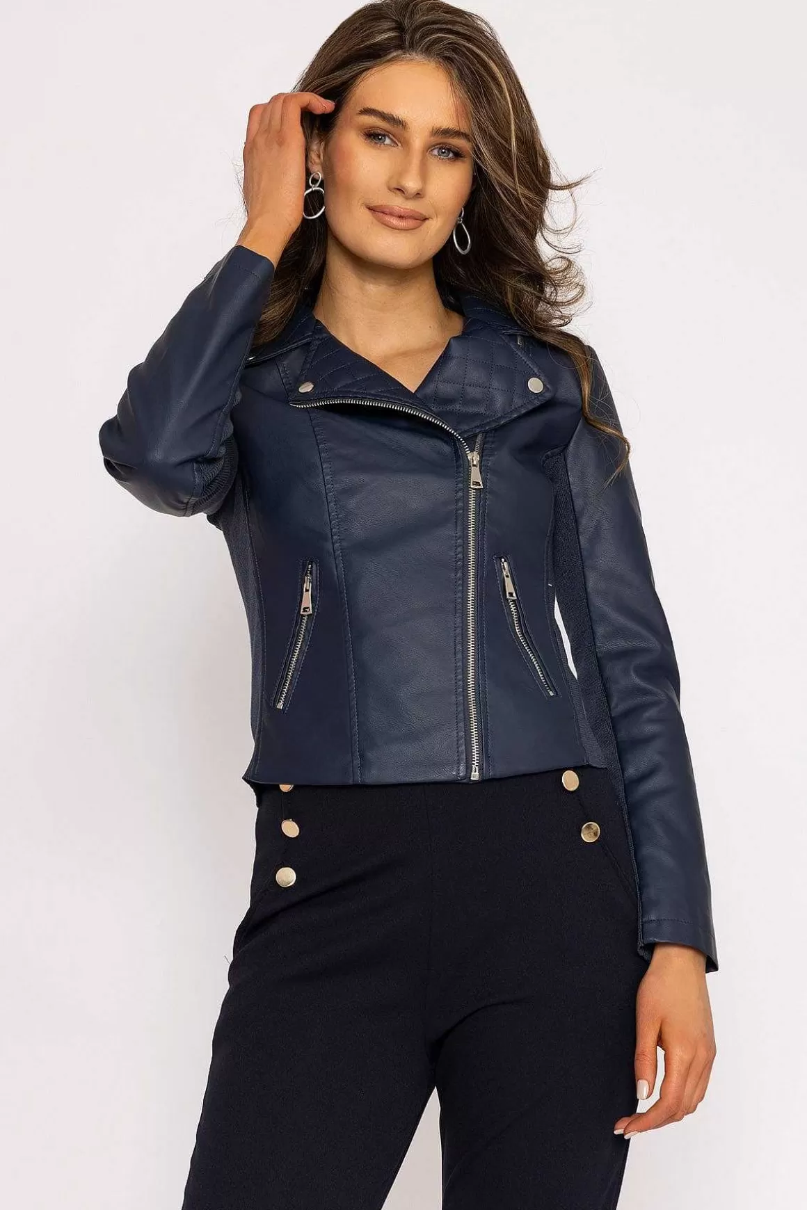 J'aime la Vie Quilted Side Zip Jacket In Navy Shop