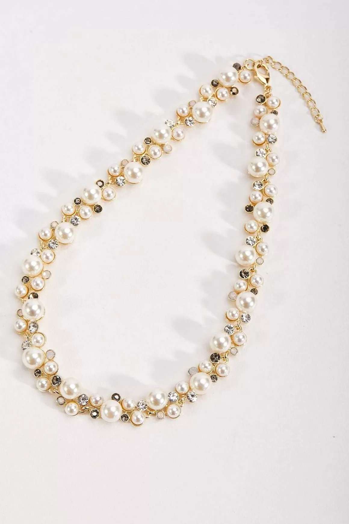 Joularie Rhinestone Pearl Gold Necklace Online