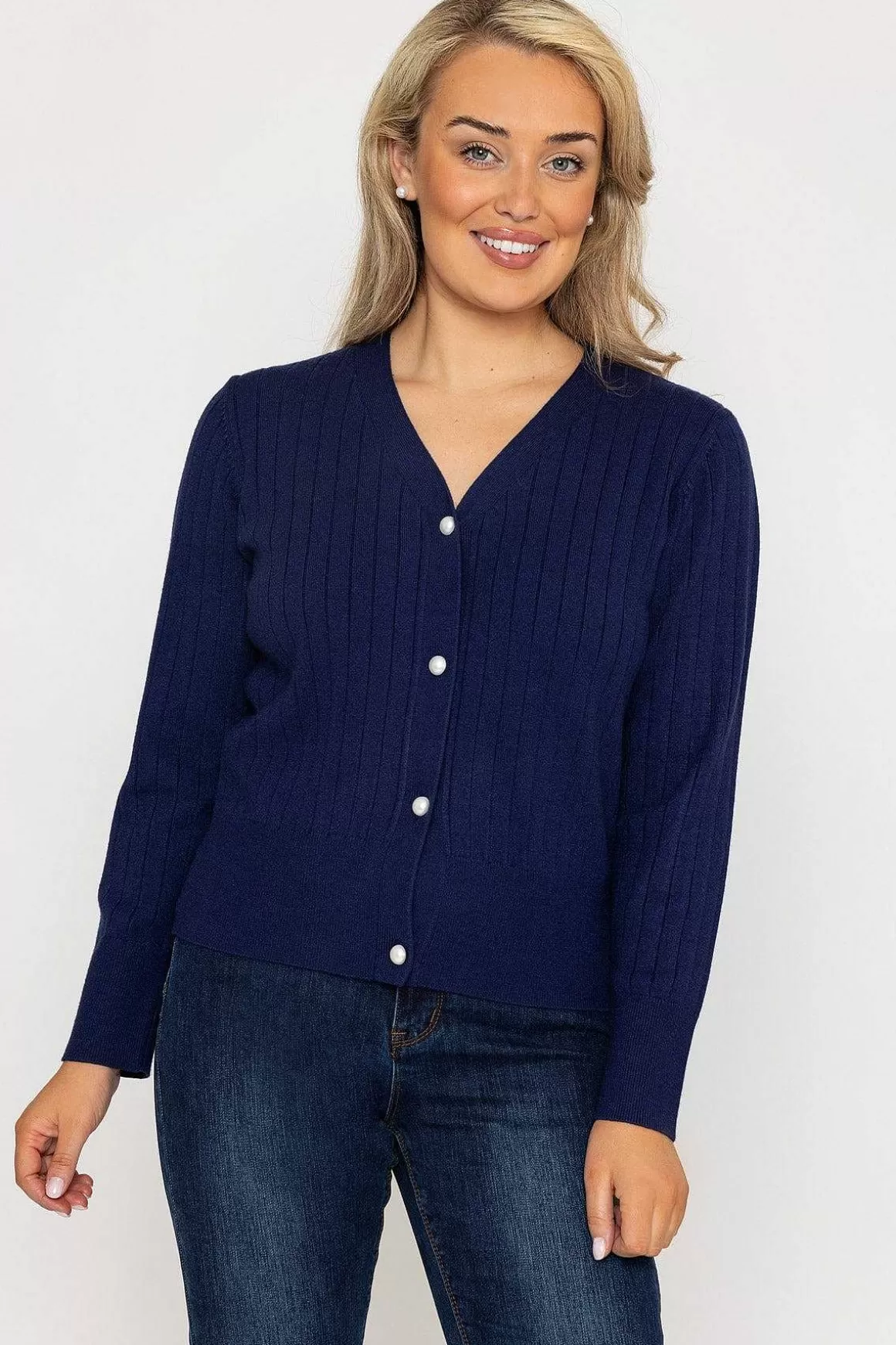 Kelly & Grace Weekend Rib Crop Cardigan In Navy Fashion