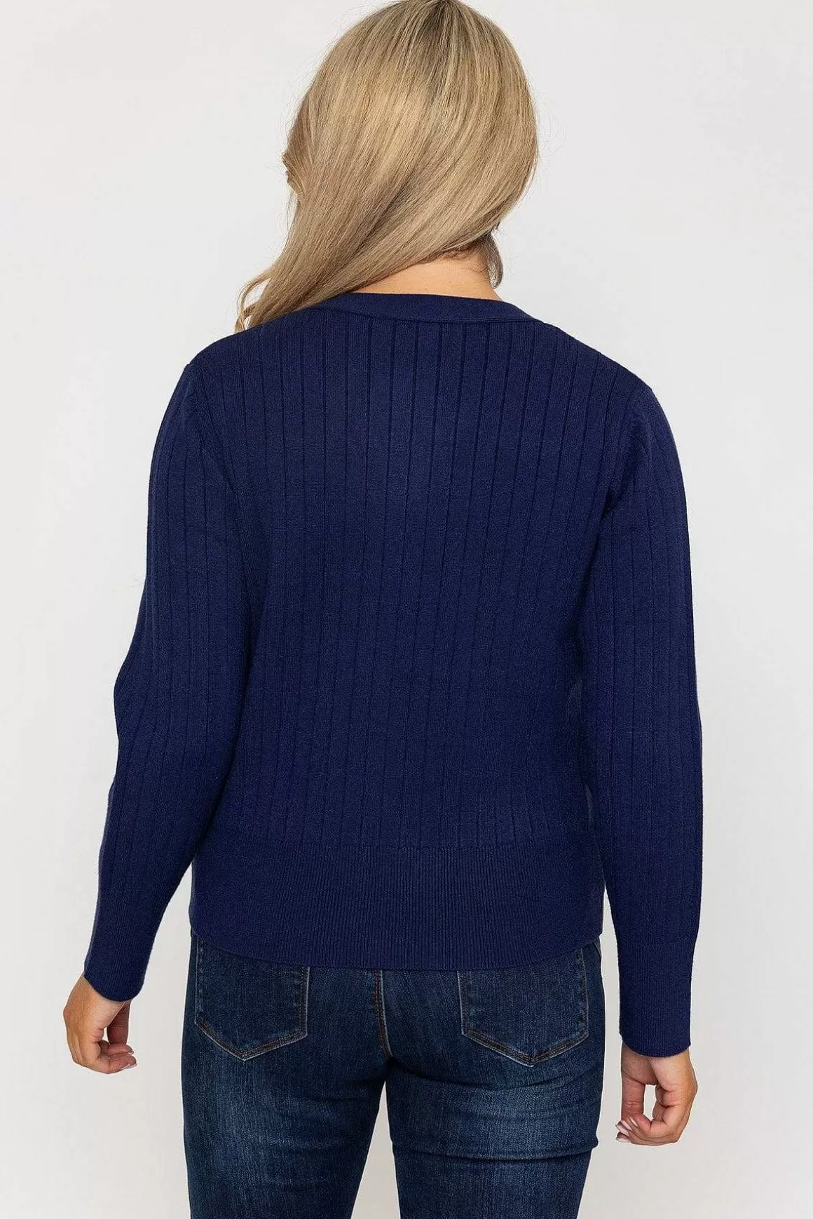 Kelly & Grace Weekend Rib Crop Cardigan In Navy Fashion