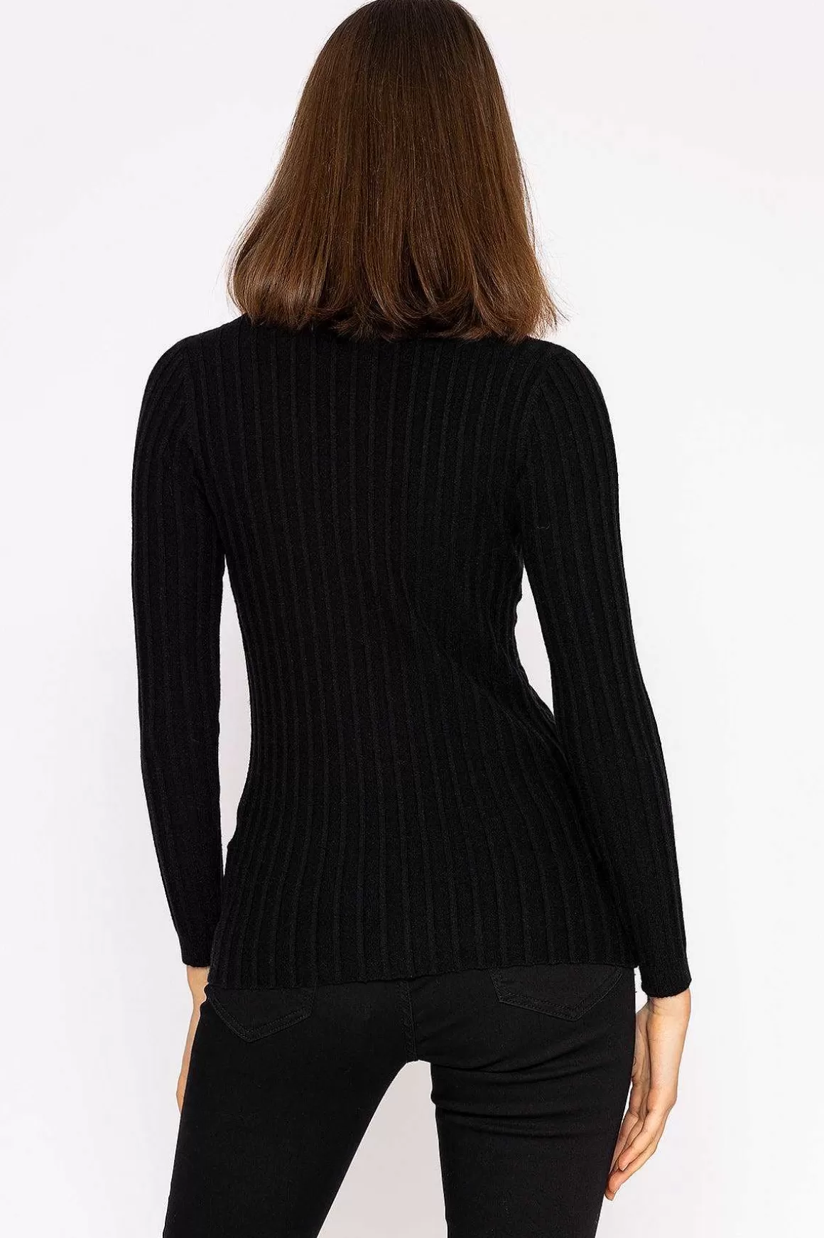 Kelly & Grace Weekend Rib Knit Top In Black Hot