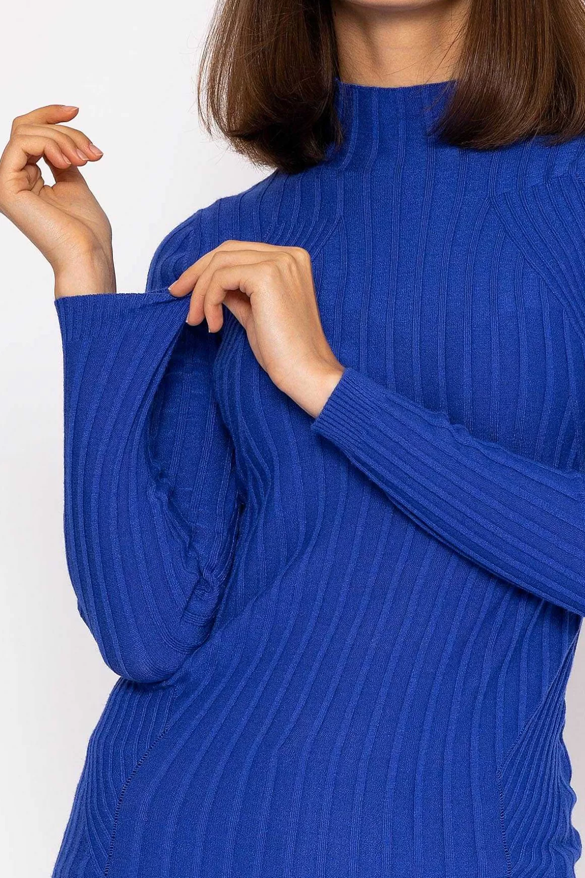 Kelly & Grace Weekend Rib Knit Top In Blue Store