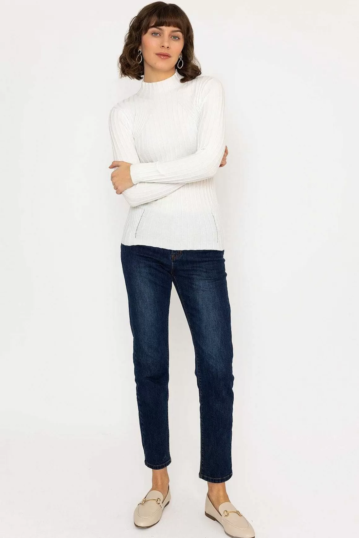 Kelly & Grace Weekend Rib Knit Top In Ecru Best