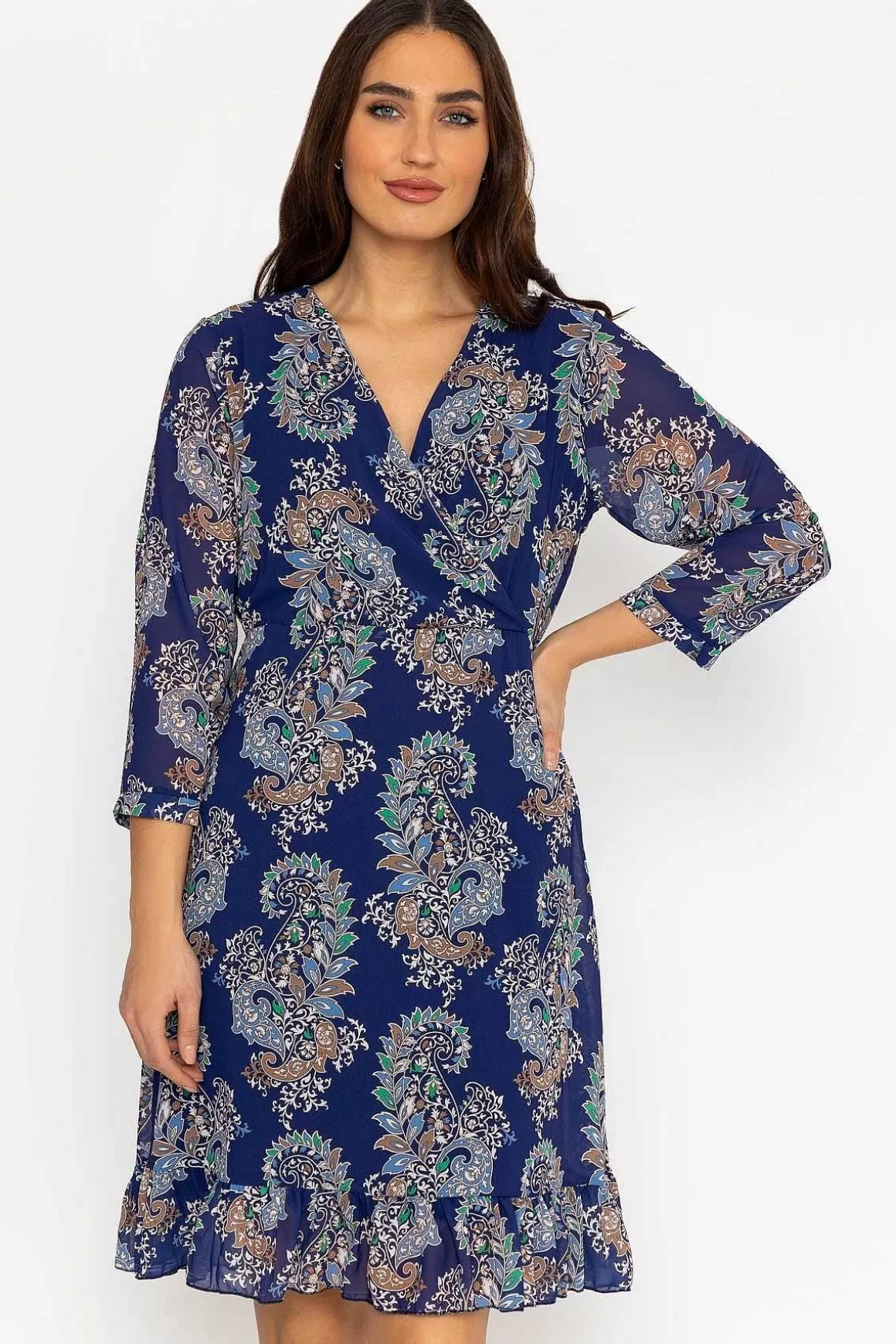 Pala D'oro Roisin Knee Length Dress In Navy Print Discount