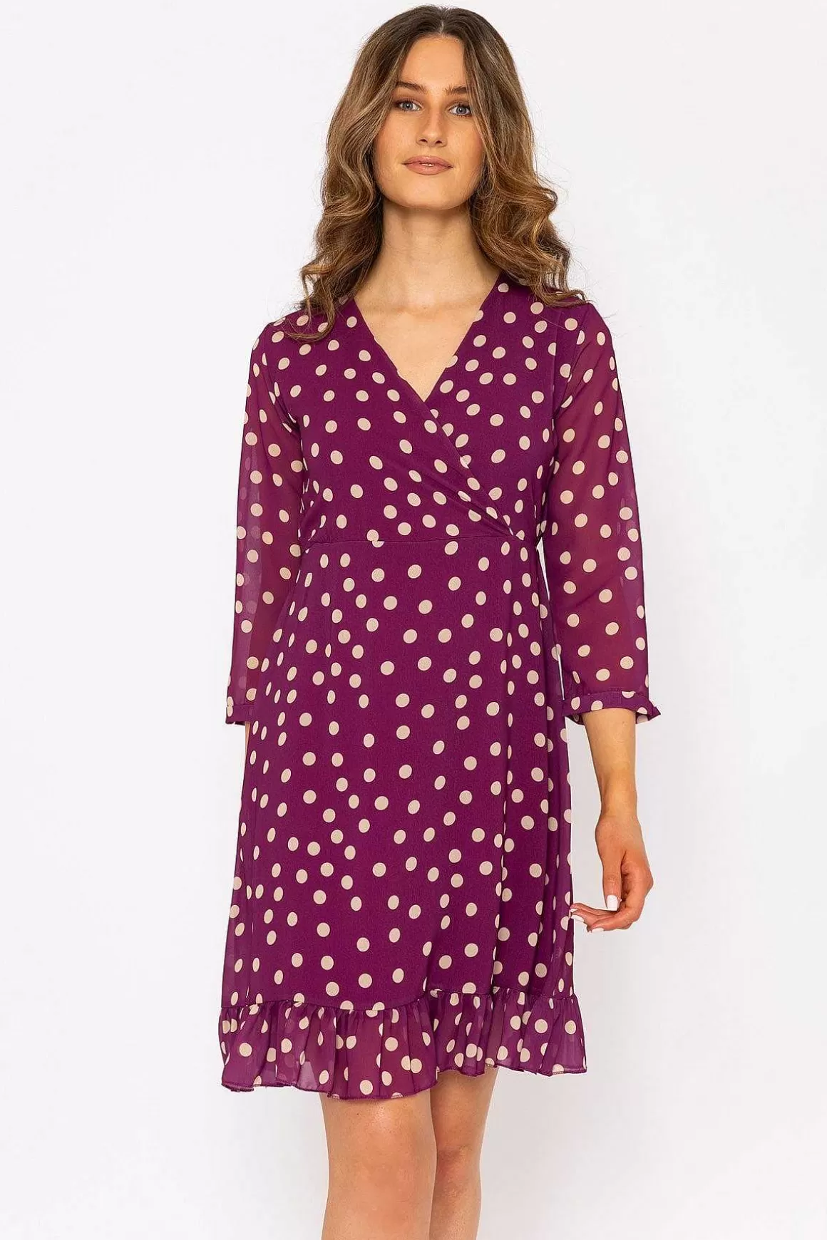 Pala D'oro Roisin Magenta Print Knee Length Dress Flash Sale