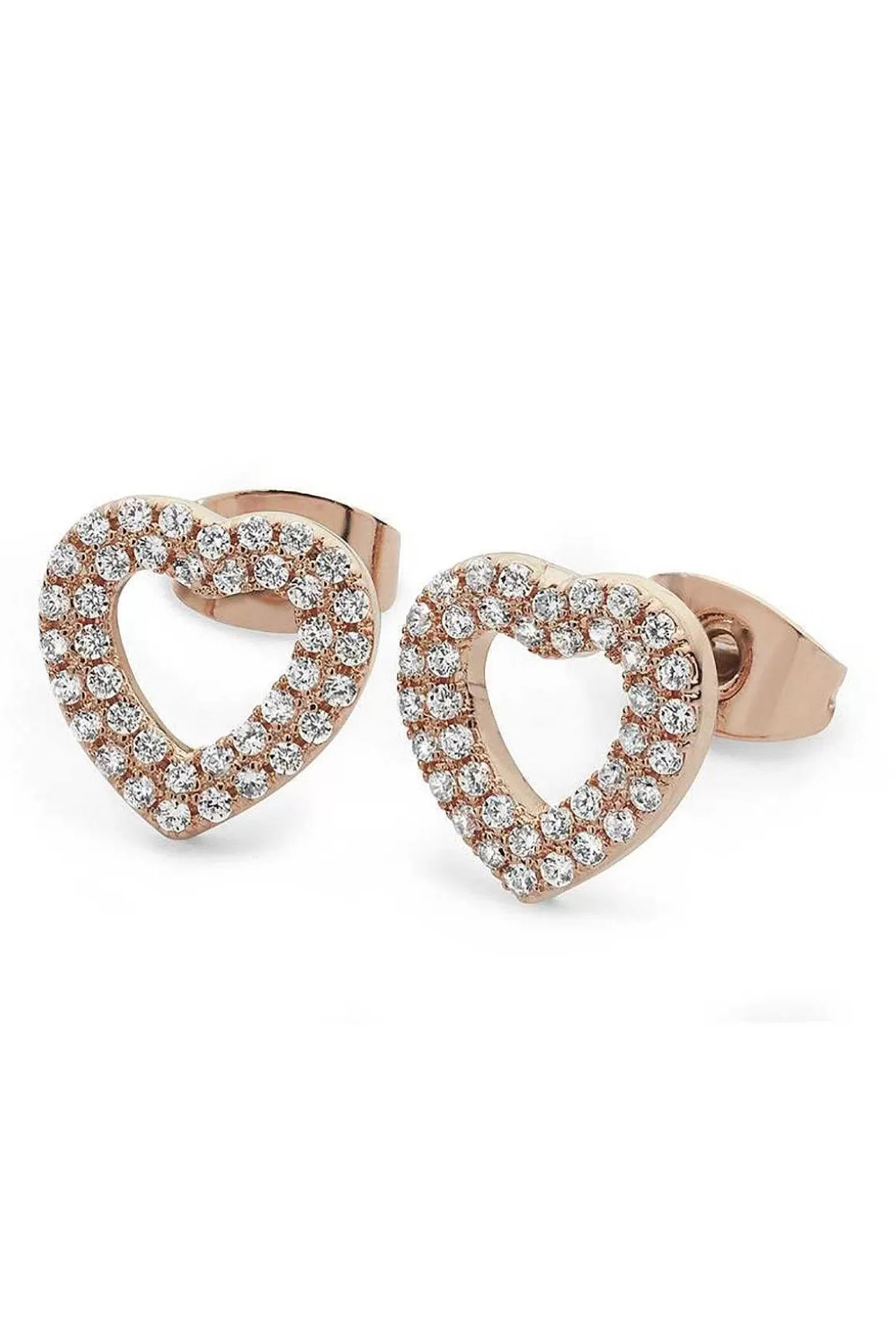 Tipperary Crystal Jewellery Rose Gold Double Pave Heart Earrings Best Sale