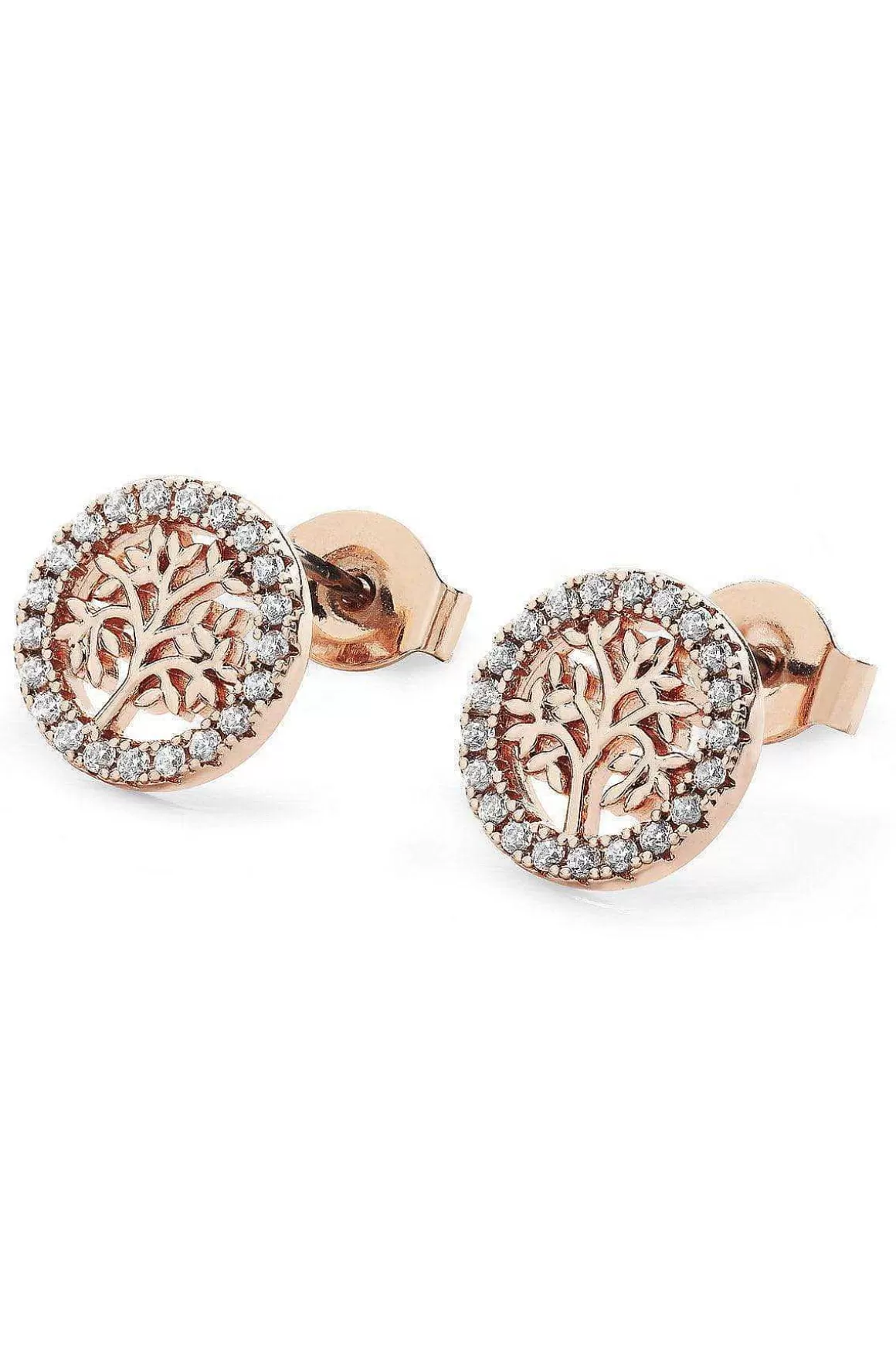 Tipperary Crystal Jewellery Rose Gold Tree And Cz Circle Stud Earrings Best