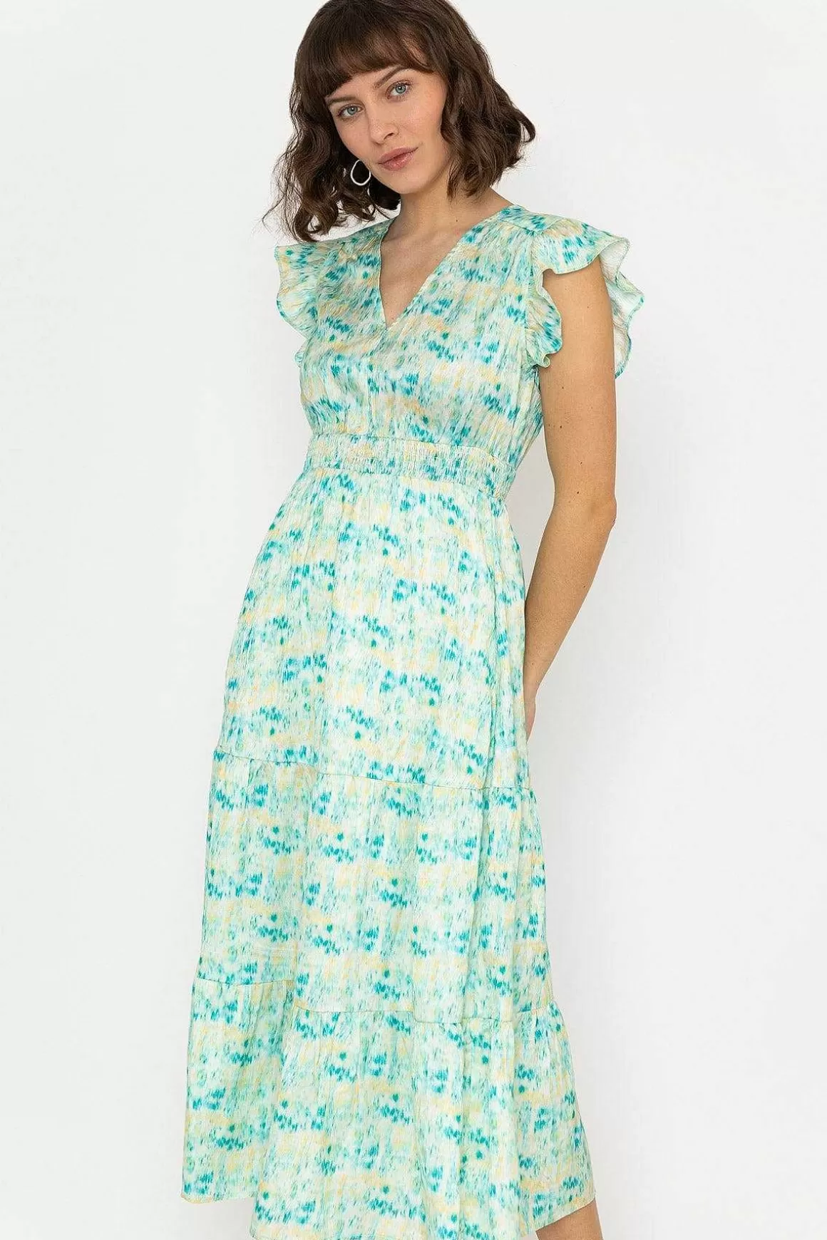 Rowen Avenue Ruth Midi Dress In Green Print New