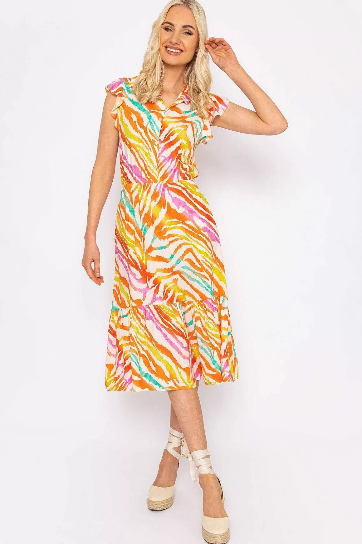 Rowen Avenue Sacha Zebra Printed Midi Dress Clearance