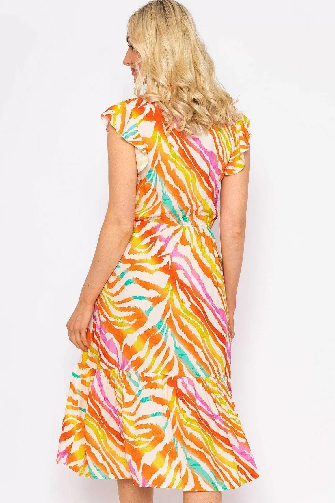 Rowen Avenue Sacha Zebra Printed Midi Dress Clearance