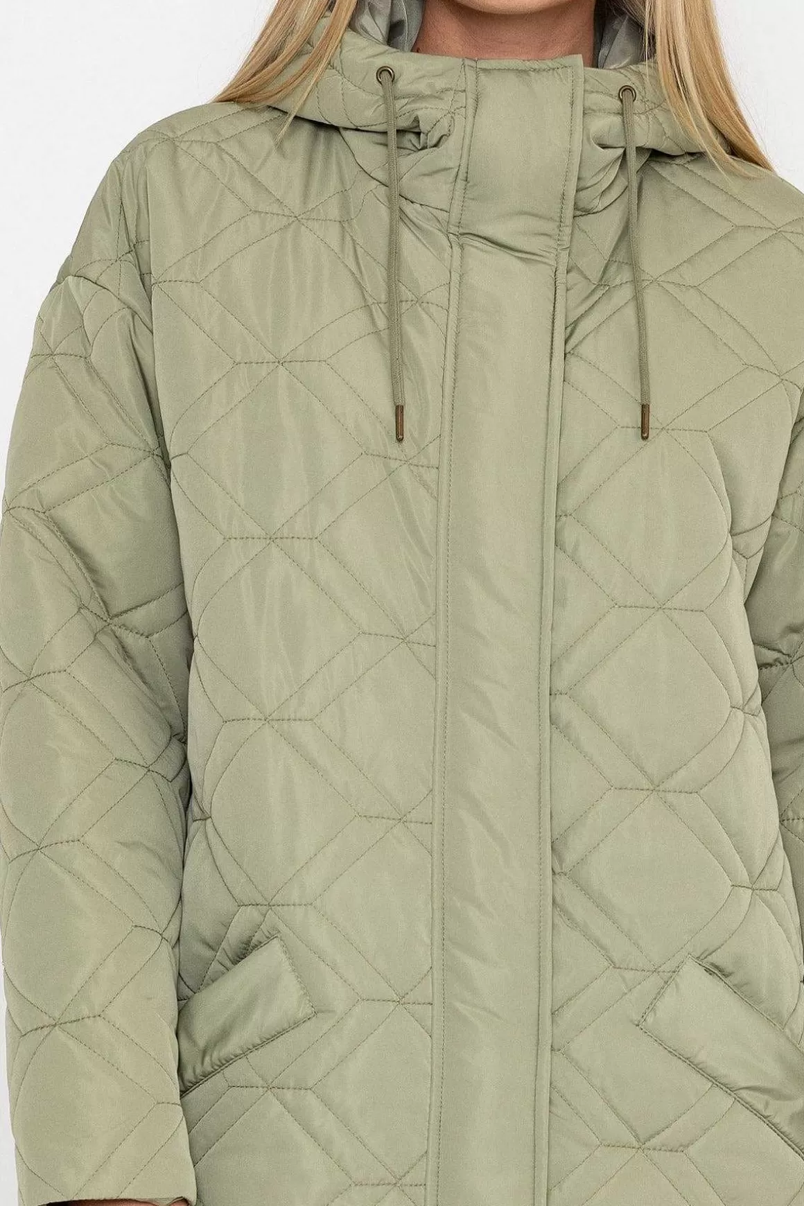 J'aime la Vie Sage Green Long Line Hooded Coat Discount