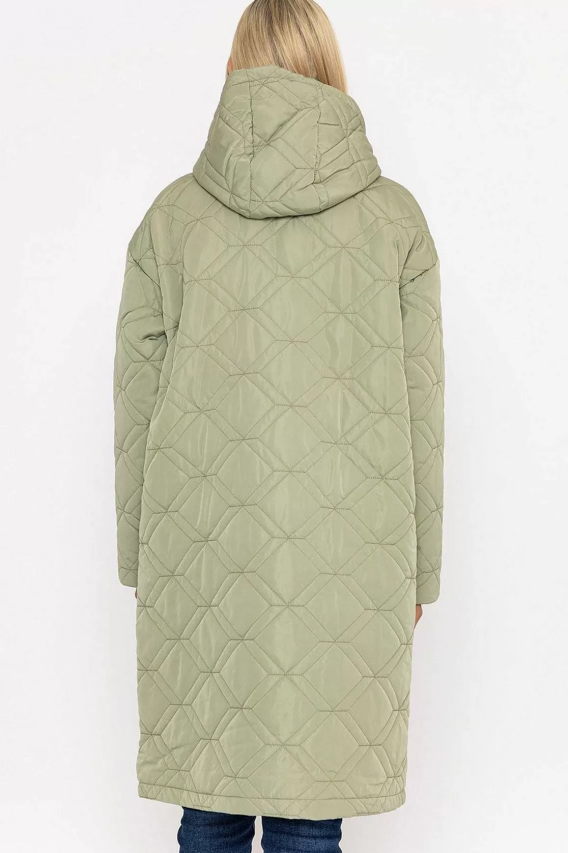 J'aime la Vie Sage Green Long Line Hooded Coat Discount