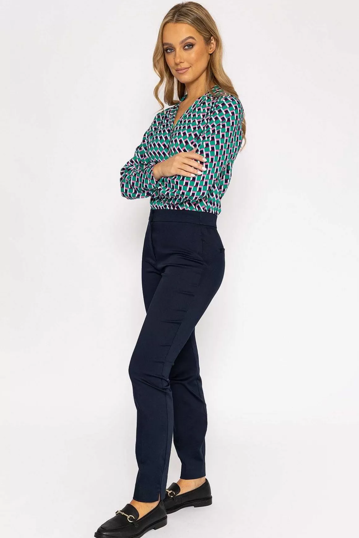 Kelly & Grace Weekend Sateen Pant In Navy Best Sale