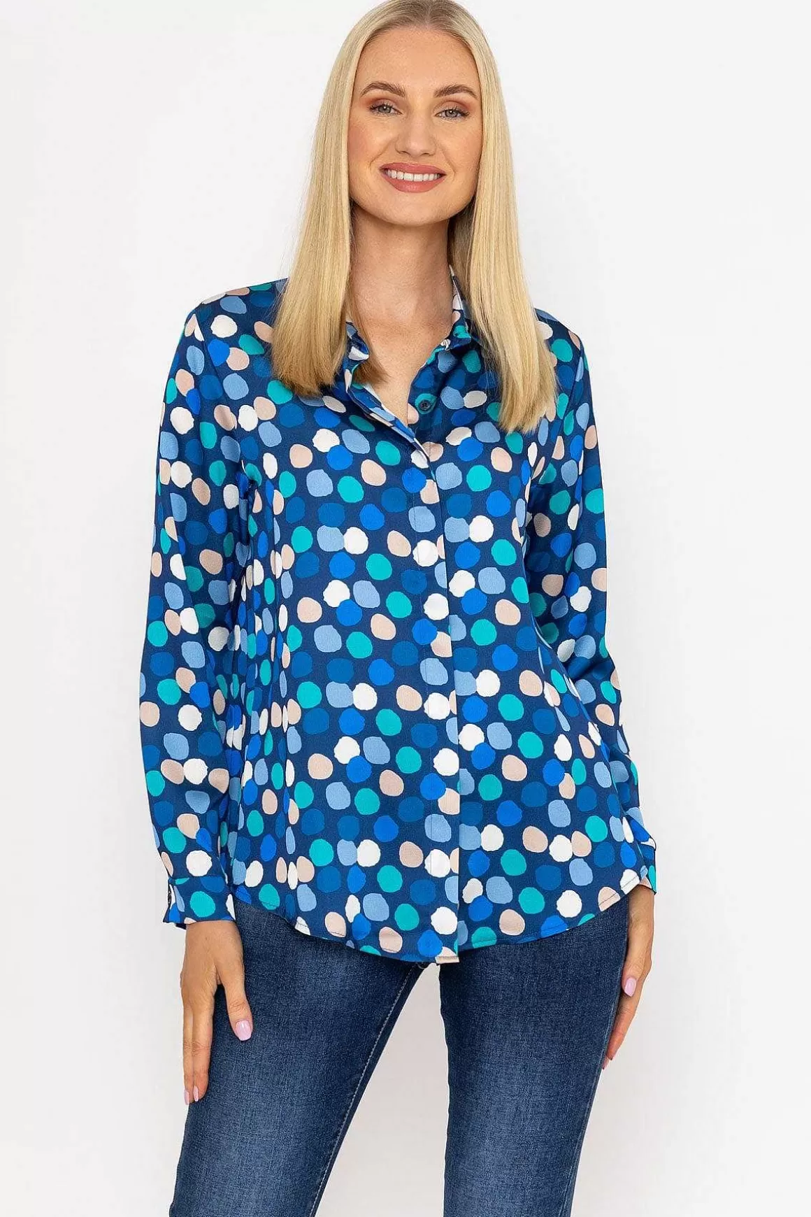 Pala D'oro Sateen Shirt In Blue And Navy Print Best