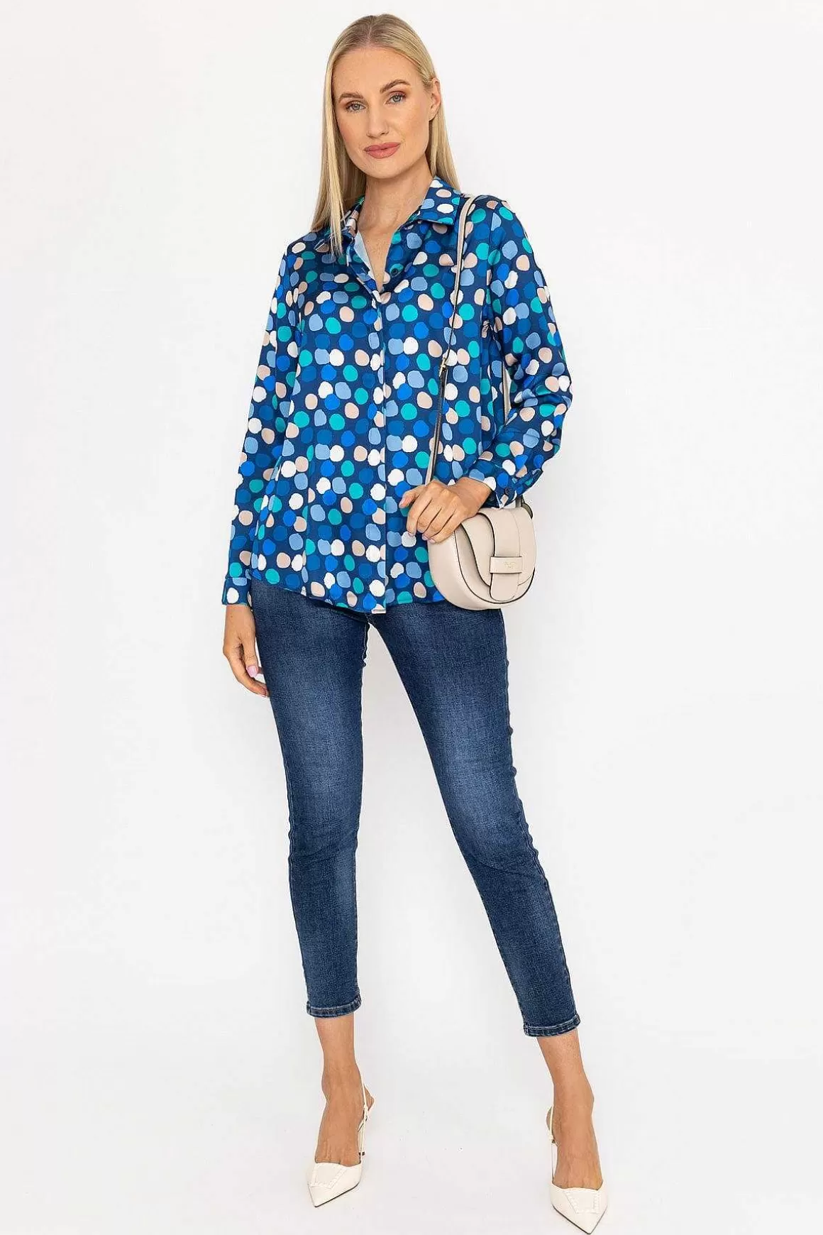 Pala D'oro Sateen Shirt In Blue And Navy Print Best