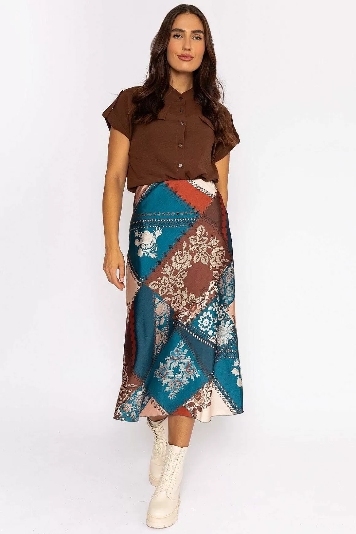 Pala D'oro Sateen Slip Skirt In Teal Fashion