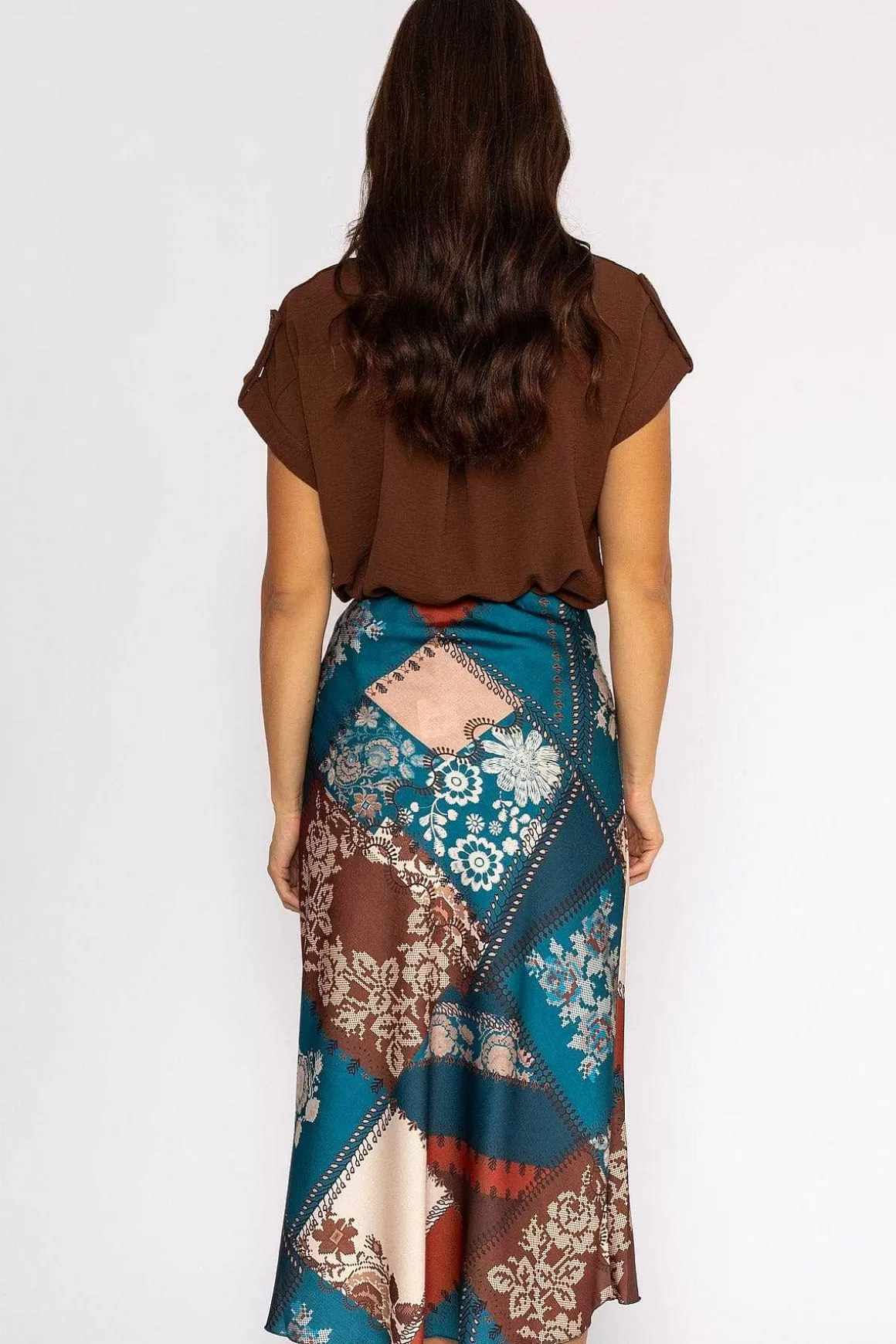 Pala D'oro Sateen Slip Skirt In Teal Fashion