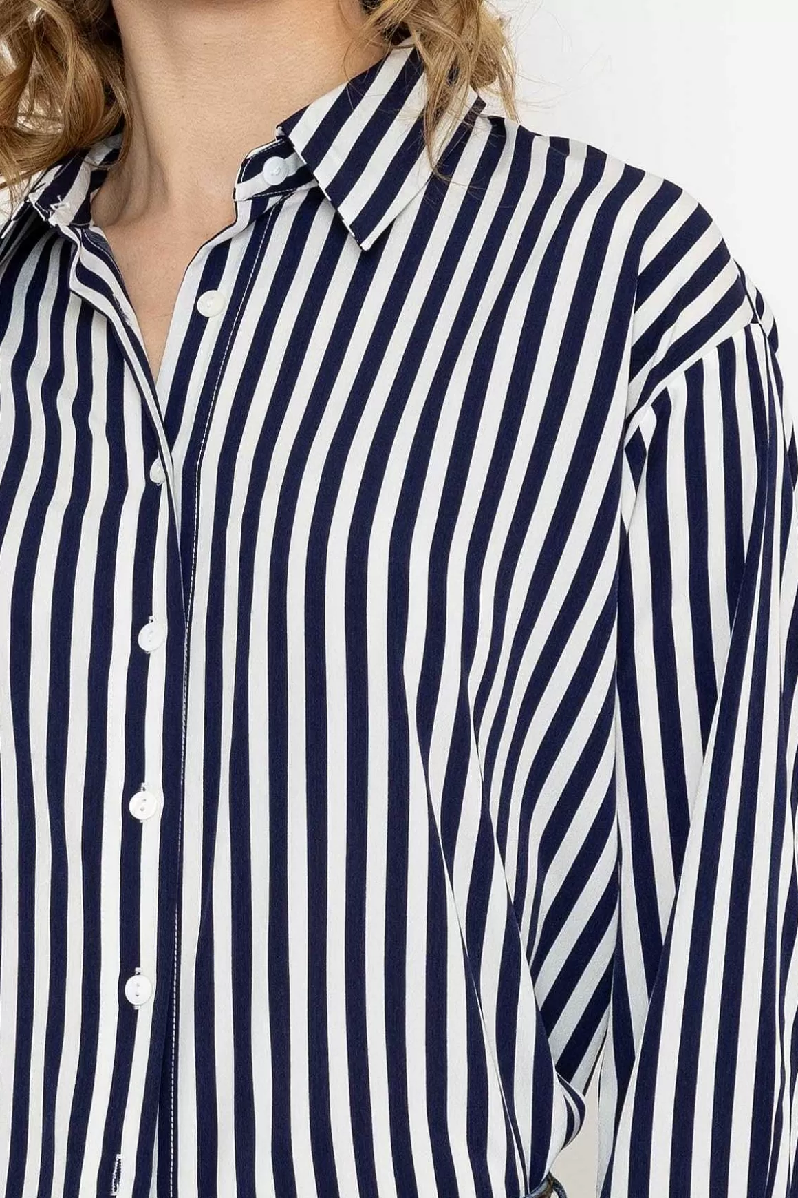 Rowen Avenue Satin Stripe Shirt In Navy Sale