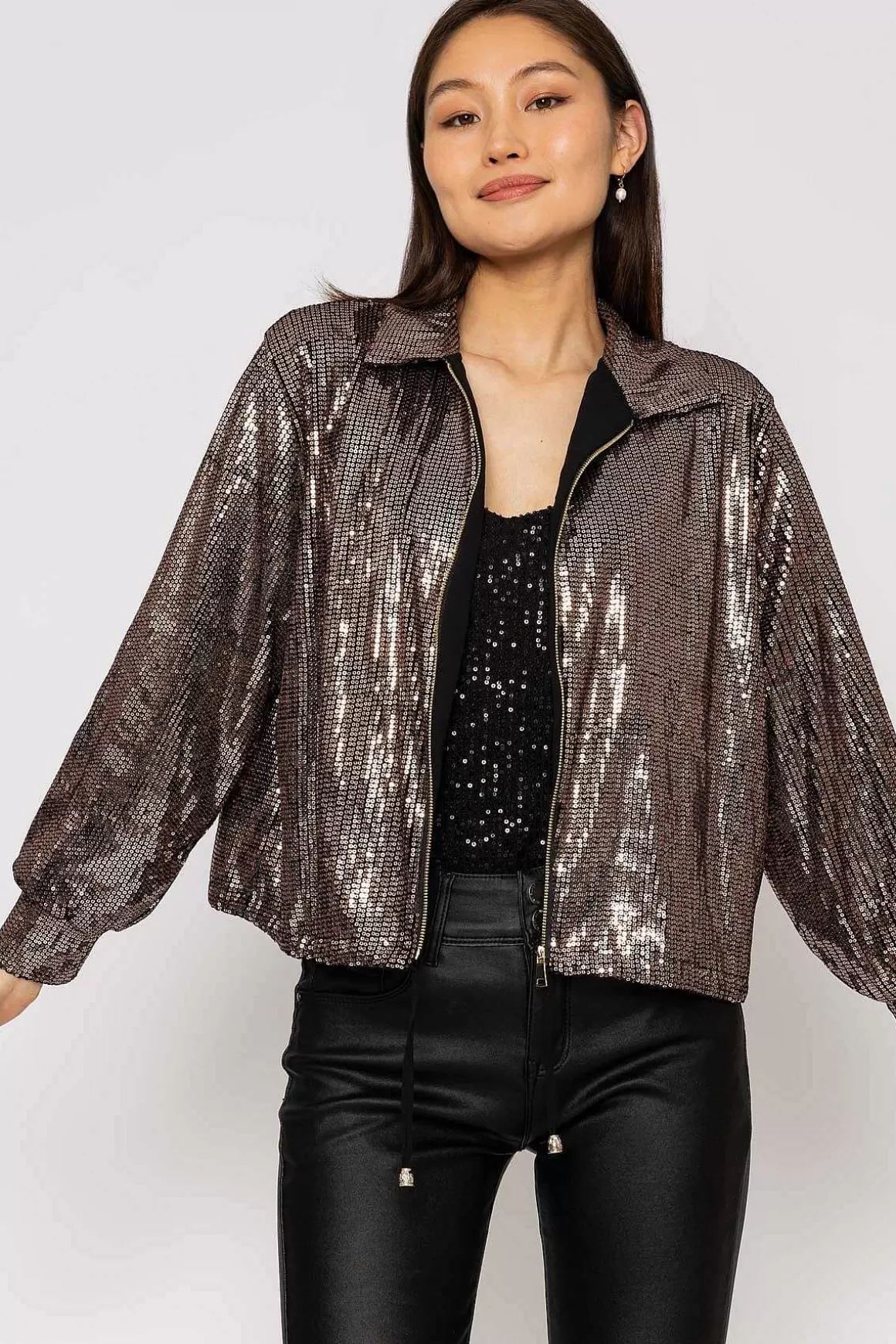 Pala D'oro Sequin Bomber Jacket Fashion