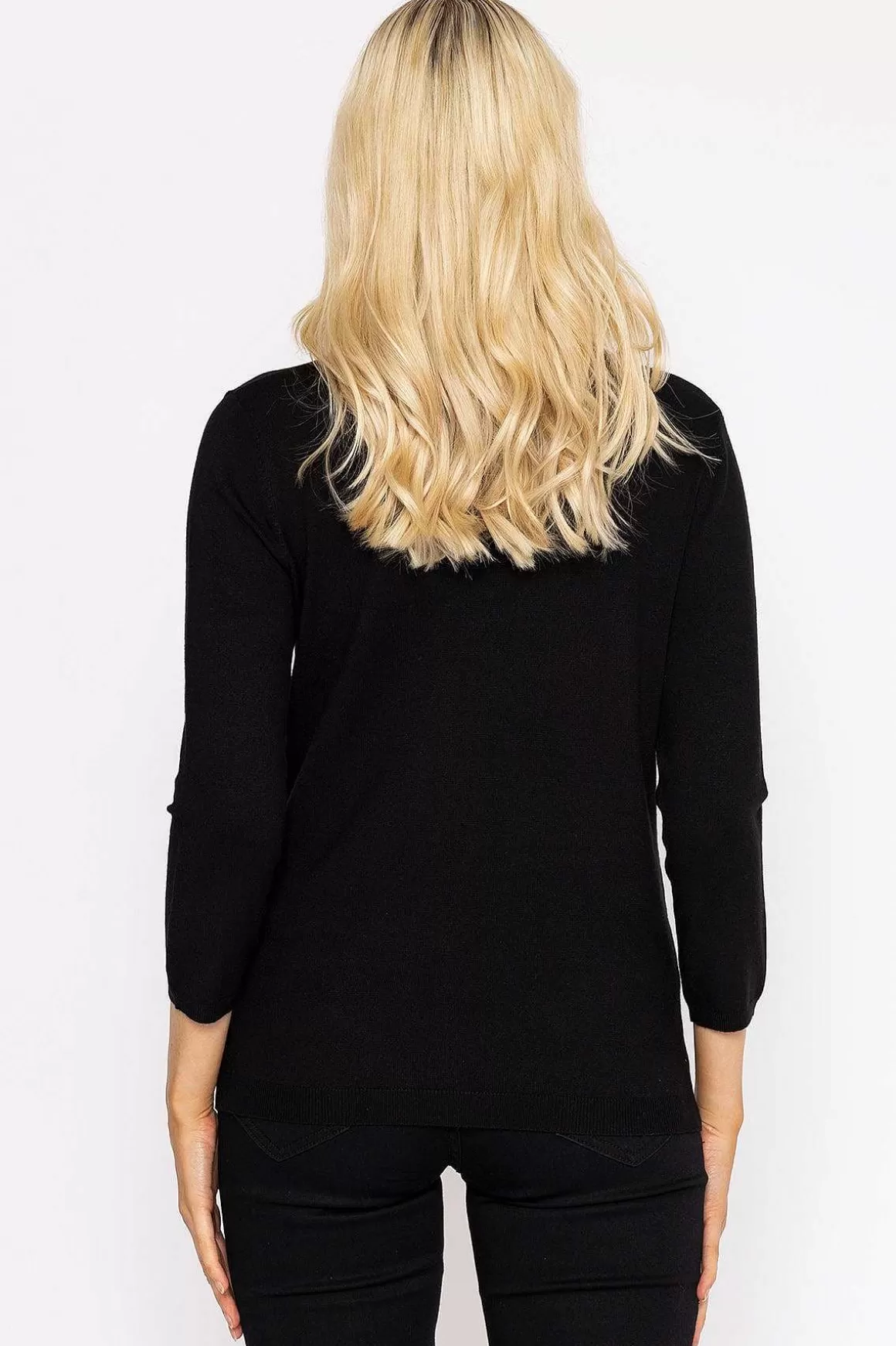 Rowen Avenue Sequin Crew Neck 3/4 Sleeve Knit In Black Sale