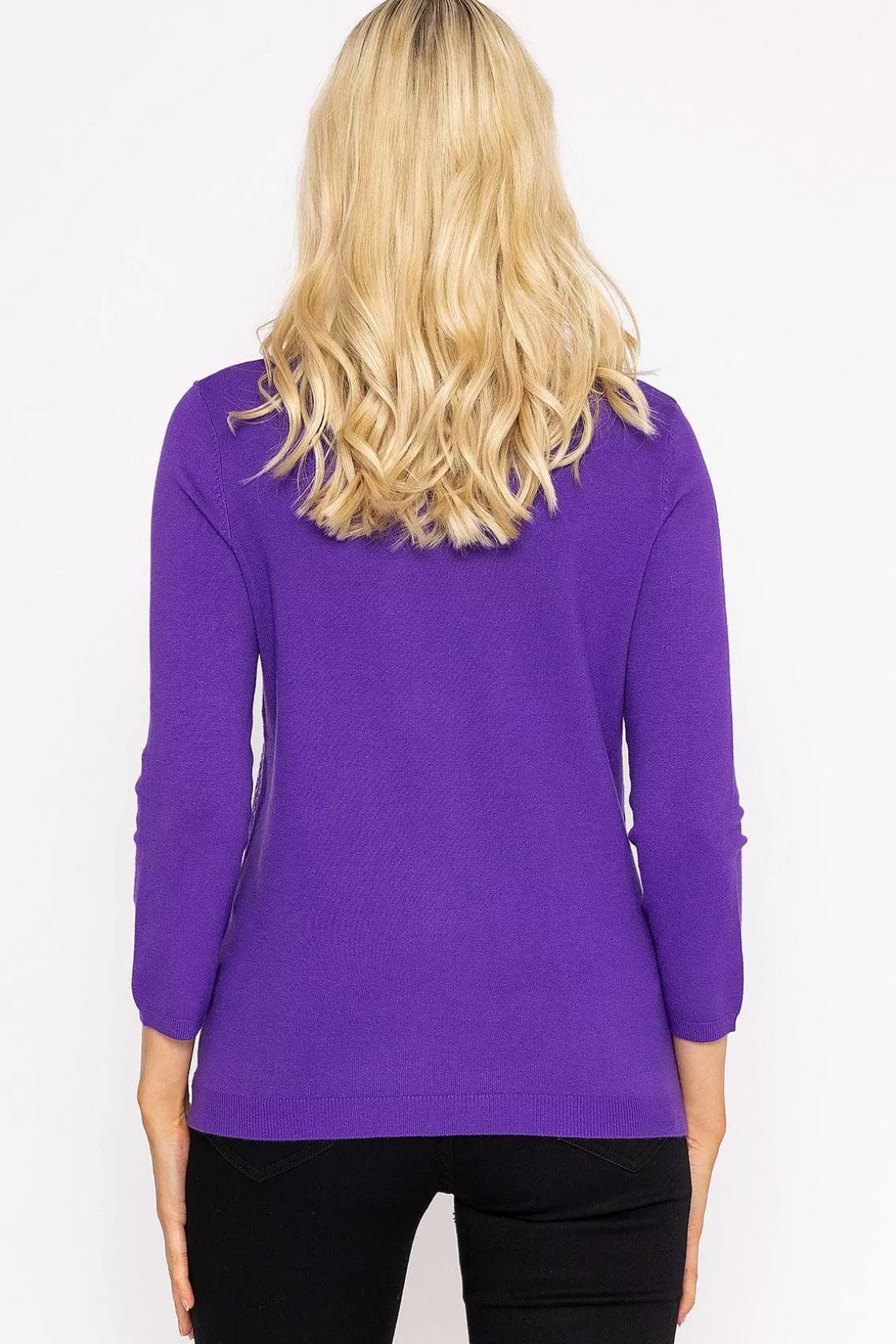 Rowen Avenue Sequin Crew Neck 3/4 Sleeve Knit In Purple Best