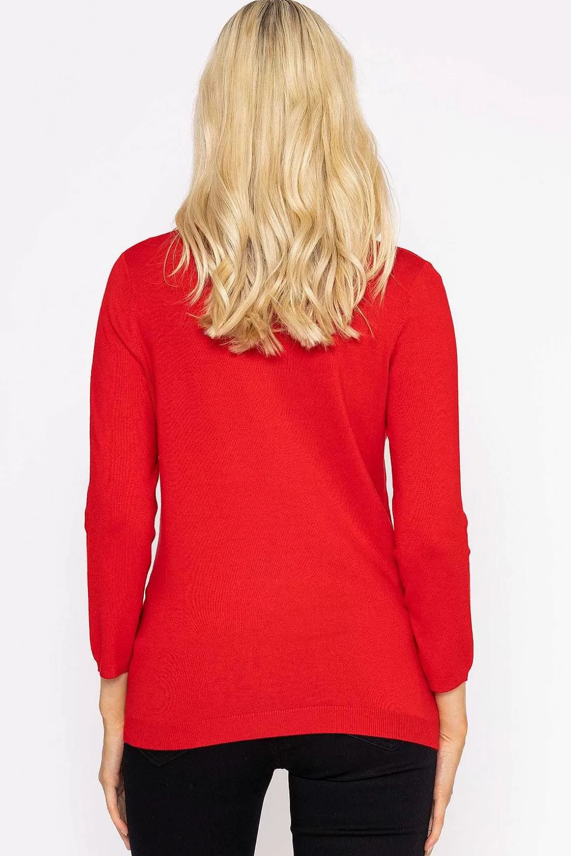 Rowen Avenue Sequin Crew Neck 3/4 Sleeve Knit In Red Sale