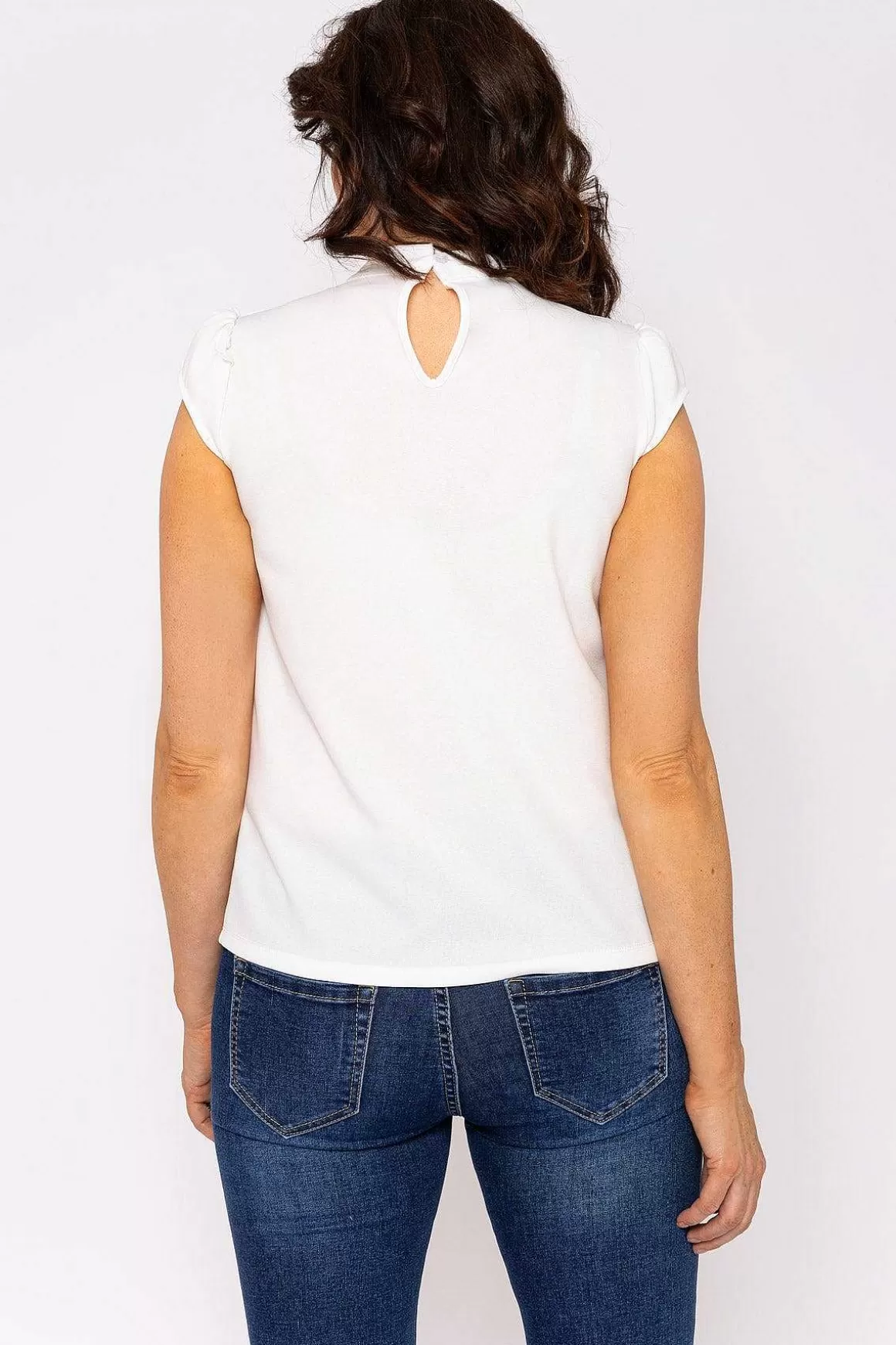 J'aime la Vie Short Cap Sleeve Top In Ecru Cheap