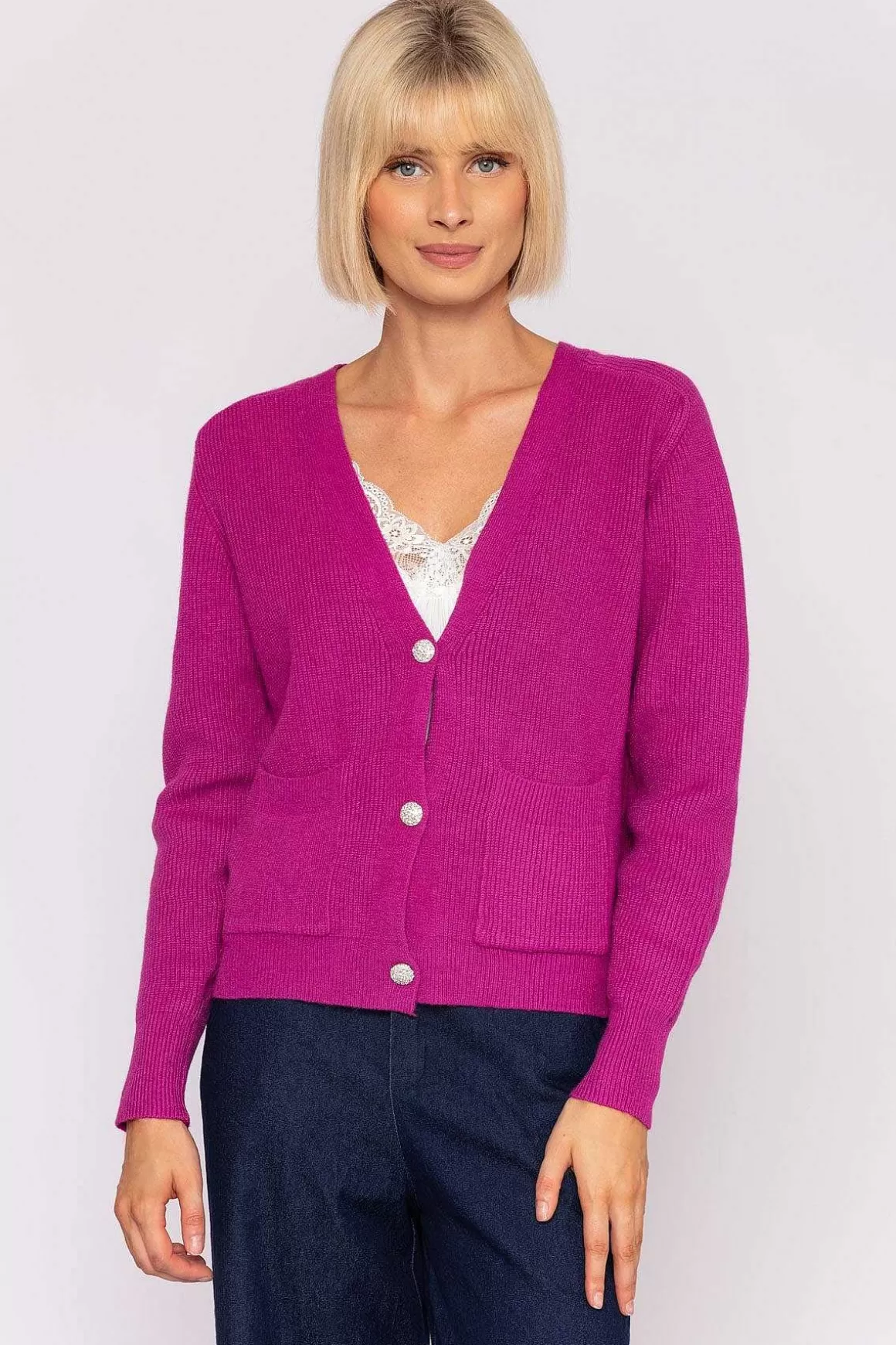 J'aime la Vie Short Cardigan In Magenta Shop