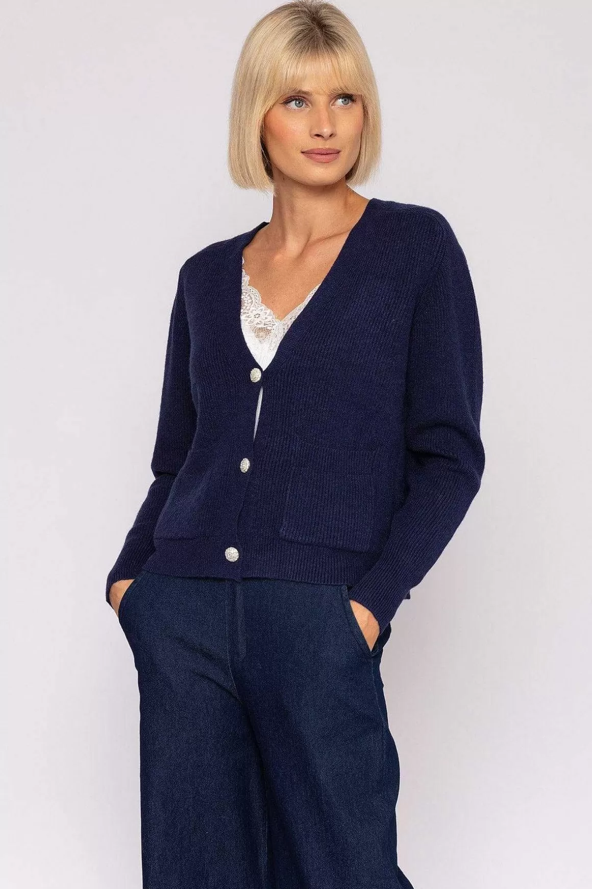 J'aime la Vie Short Cardigan In Navy Cheap