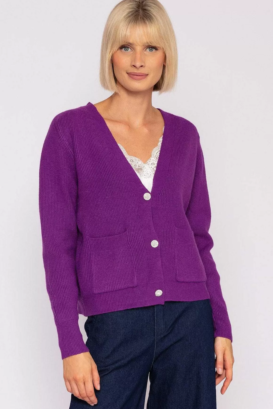 J'aime la Vie Short Cardigan In Purple Cheap