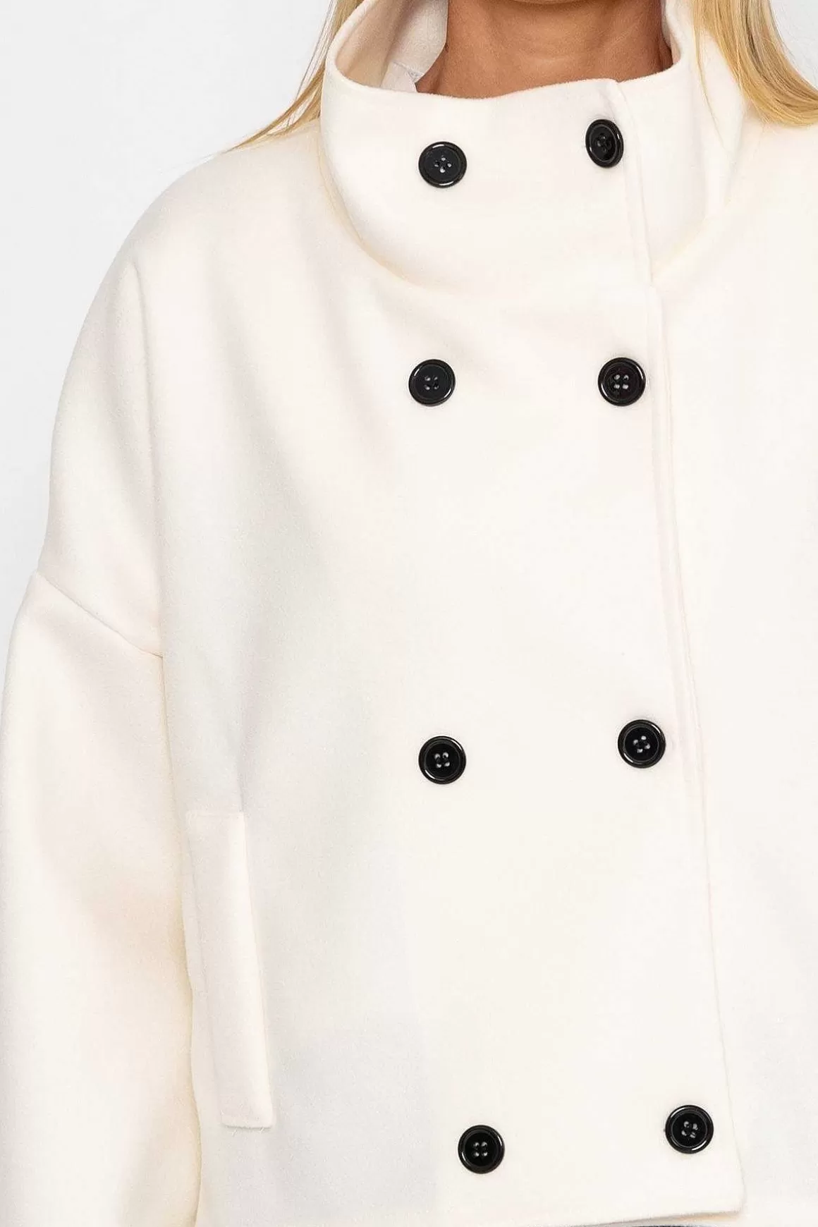 Pala D'oro Short Funnel Neck Jacket In White Clearance