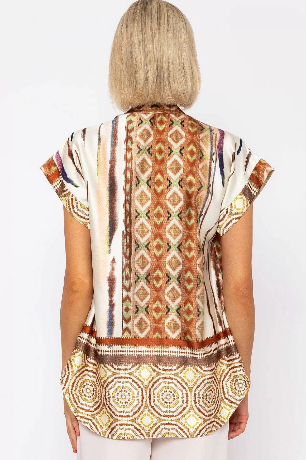 Pala D'oro Short Sleeve Lola Top In Brown Print Clearance