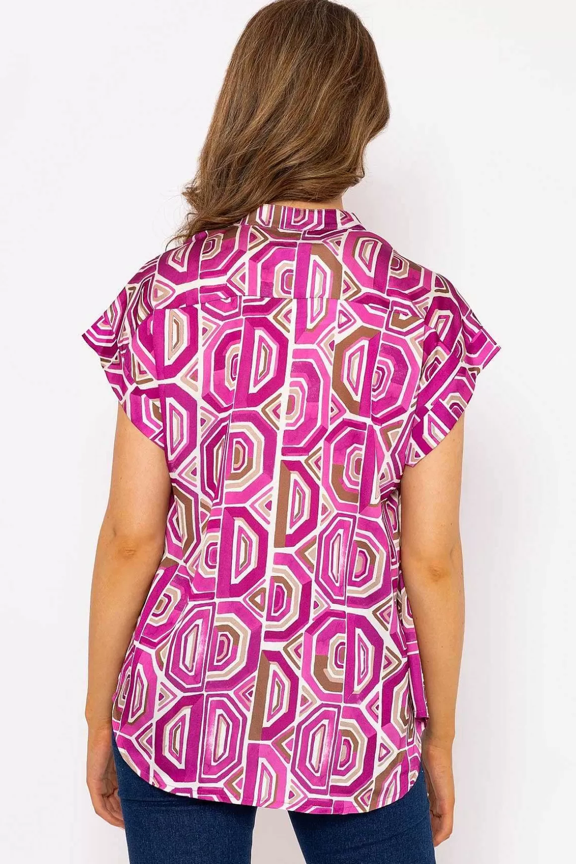 Pala D'oro Short Sleeve Lola Top In Pink Print Discount