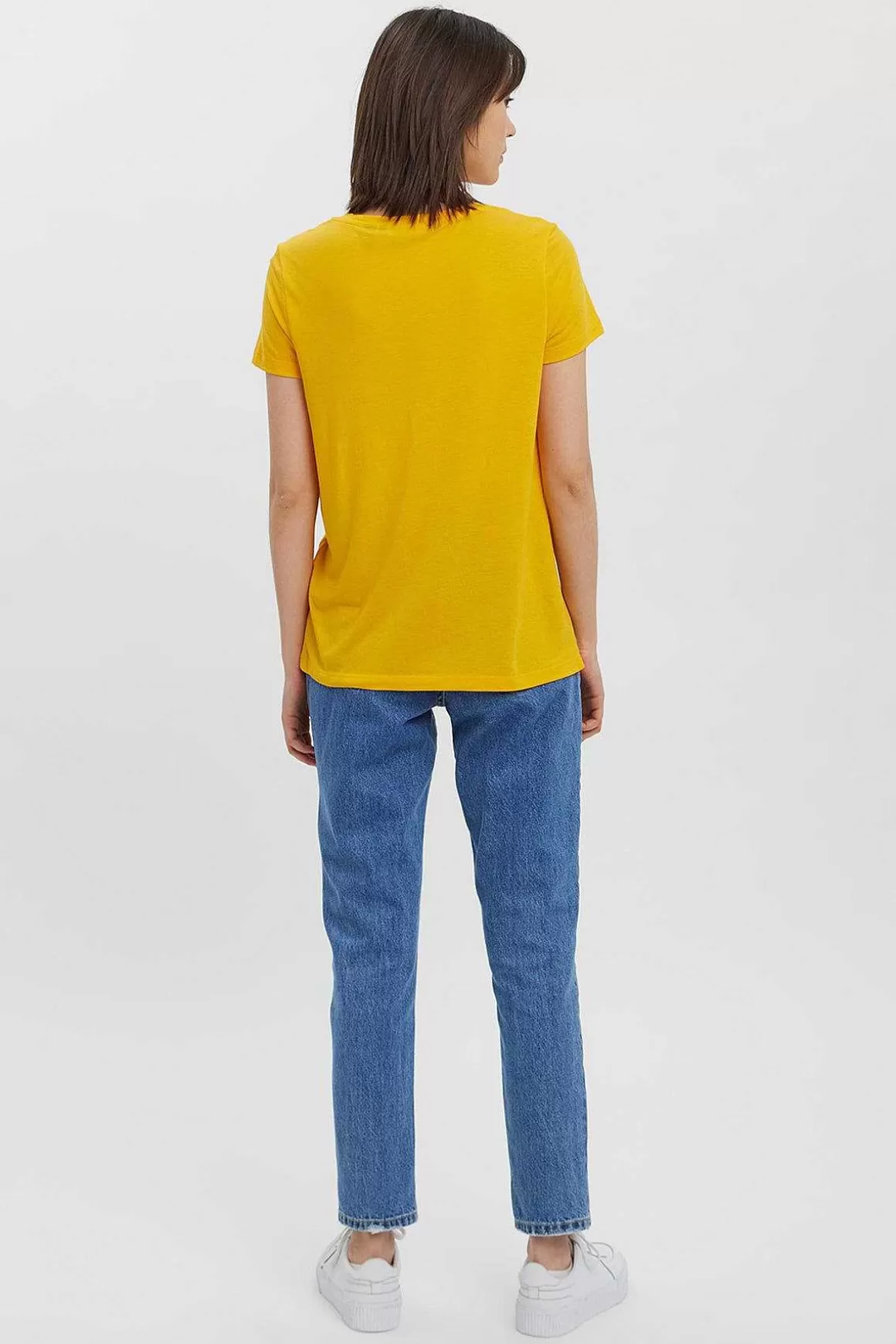 Vero Moda Short Sleeve V-Neck Top In Yellow Best