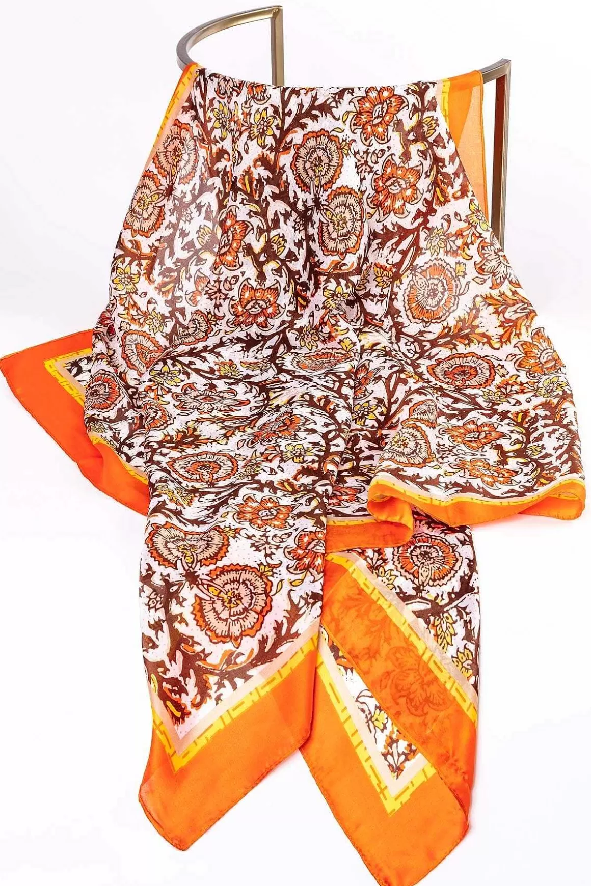 SOUL Accessories Silk Blend Floral Scarf In Orange Best