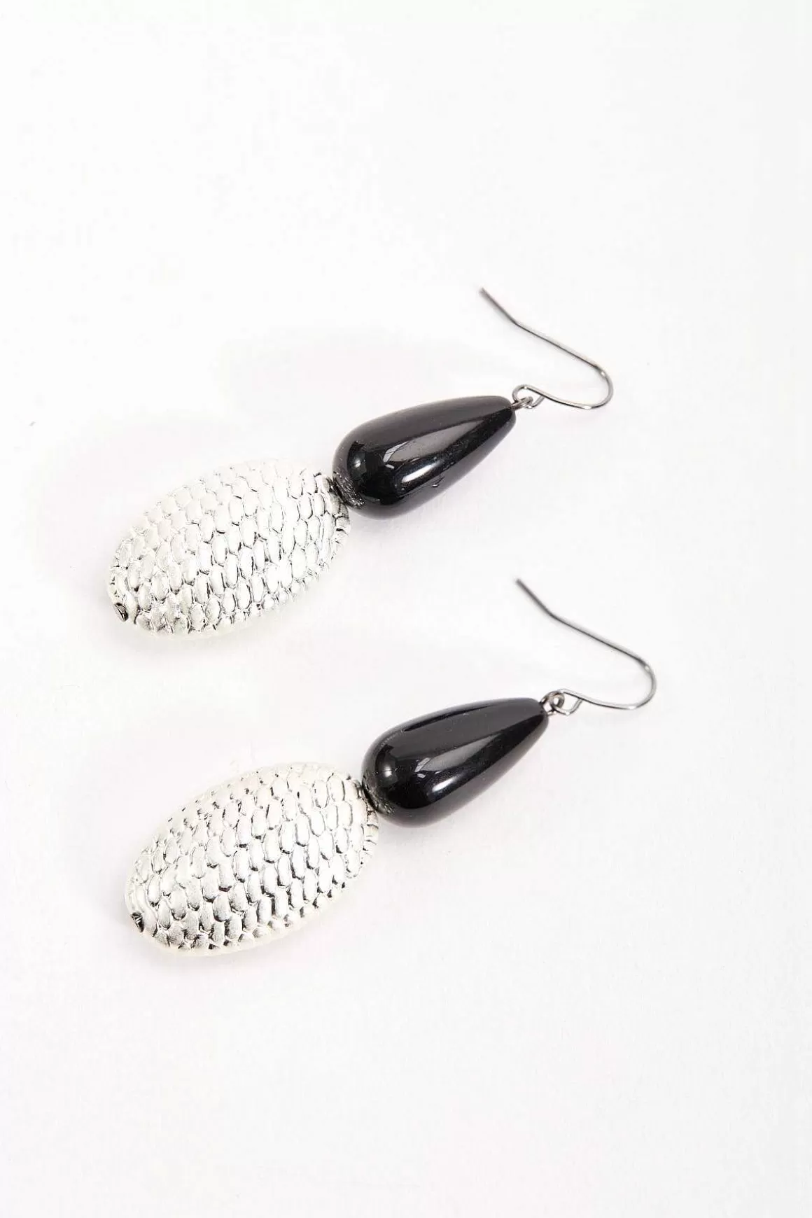 Soul Jewellery Silver Earrings With Black Stone Clearance