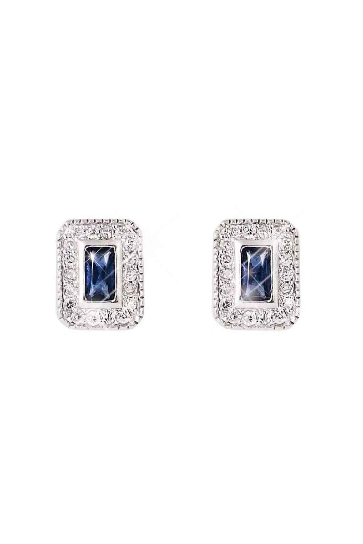 Tipperary Crystal Jewellery Silver Earrings With Sapphire Centre Store