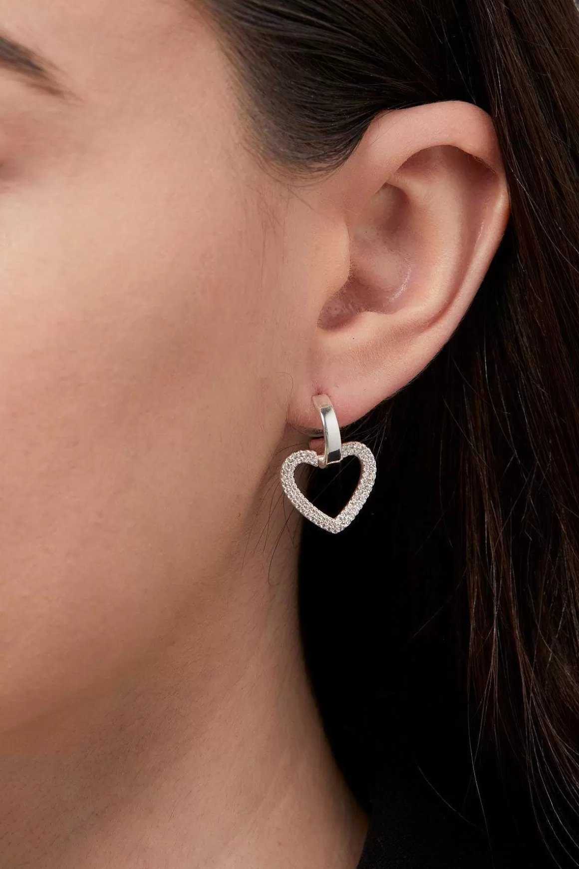 Knight & Day Silver Hoop & Heart Earrings Flash Sale