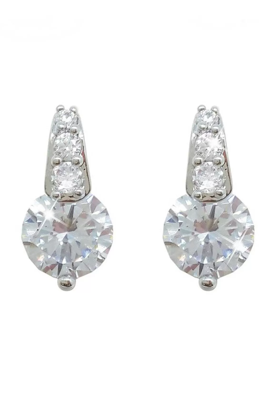 Tipperary Crystal Jewellery Silver Round Earrings With Pave Bale Outlet