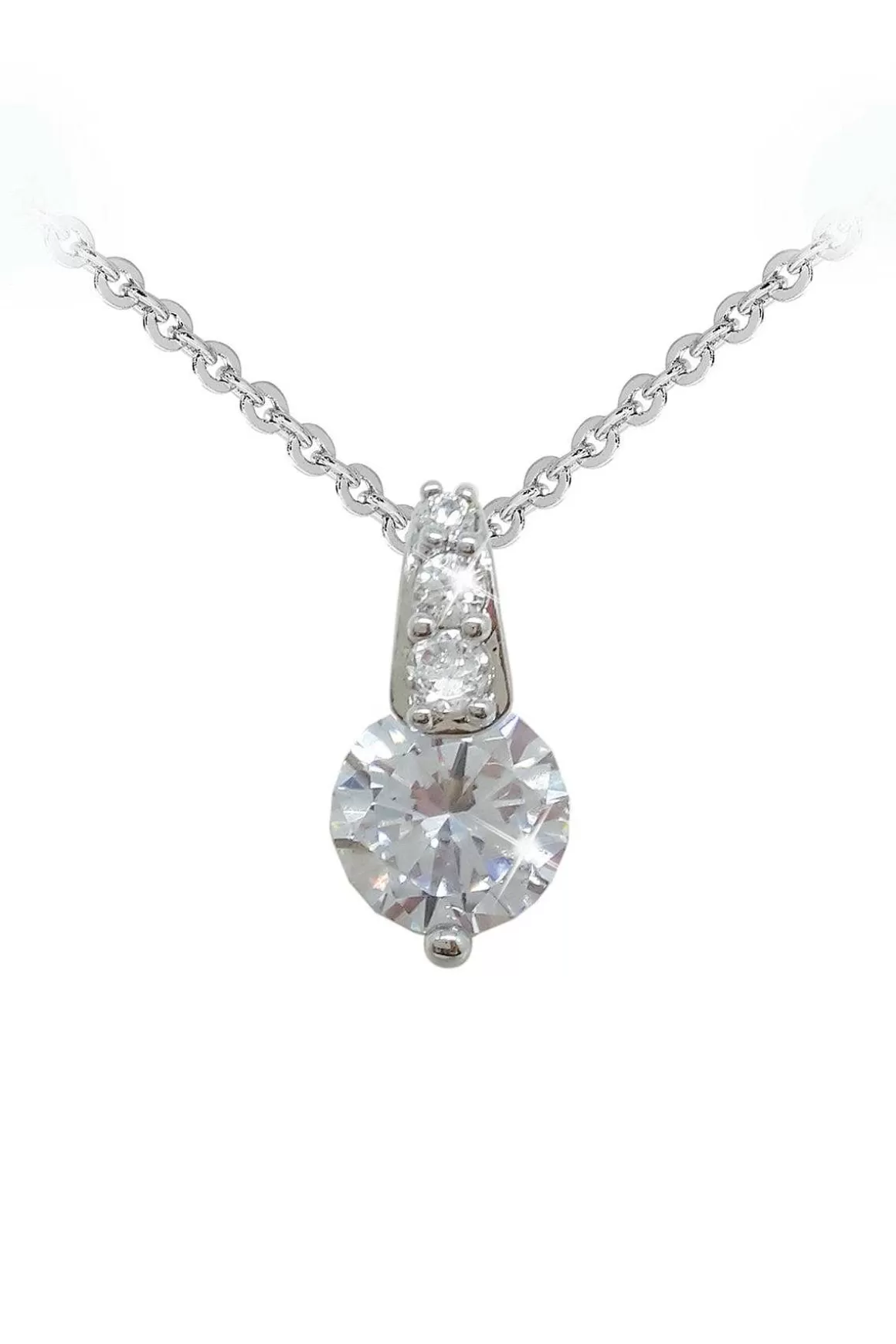 Tipperary Crystal Jewellery Silver Round Stone Pendant With Pave Bale Discount